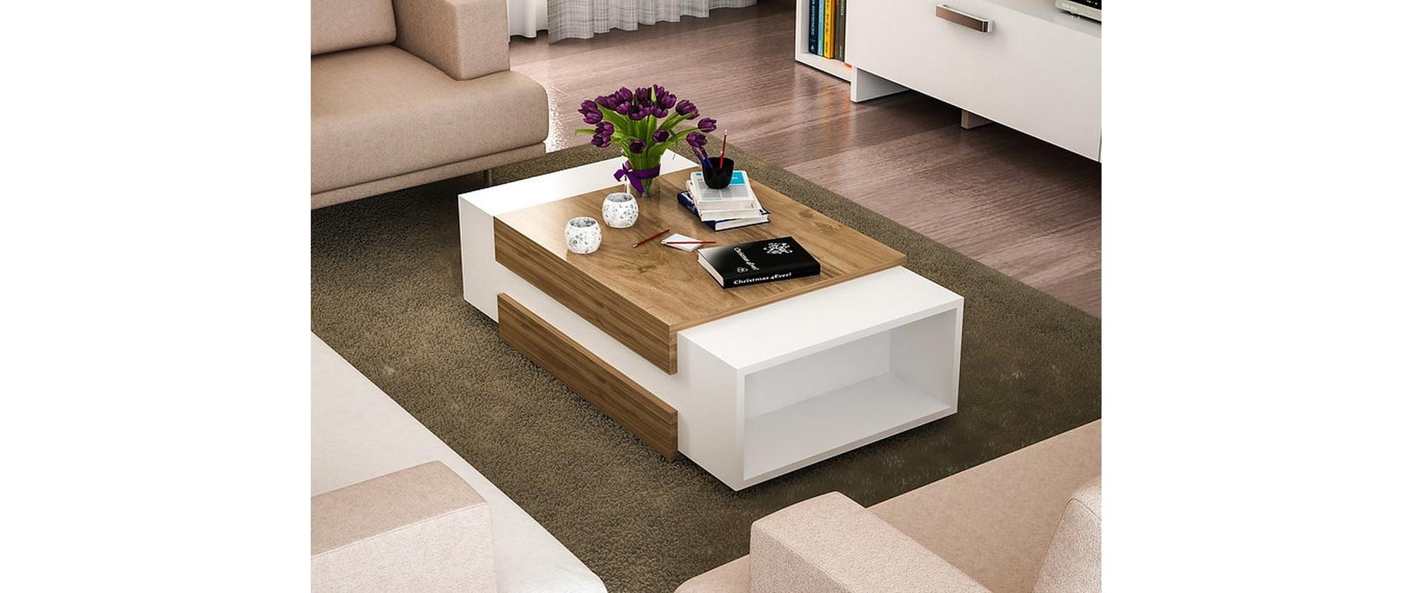 WOODY FASHION Beistelltisch »Nora 110 x 31 x 57 cm Nature/Weiss«