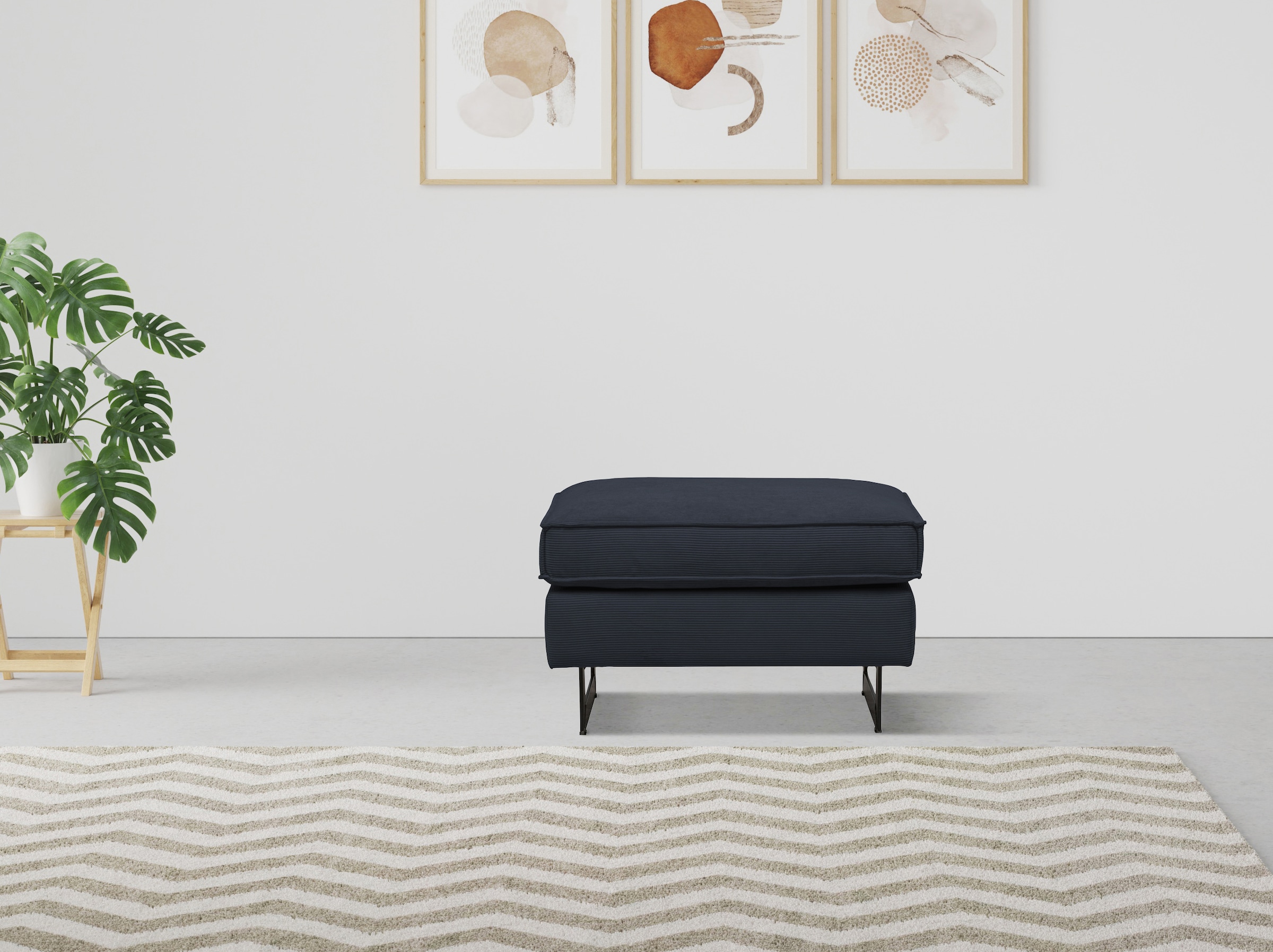 Home affaire Polsterhocker "Pinto" mit Keder, Metallfüssen und auch in Cord Bezug erhältlich