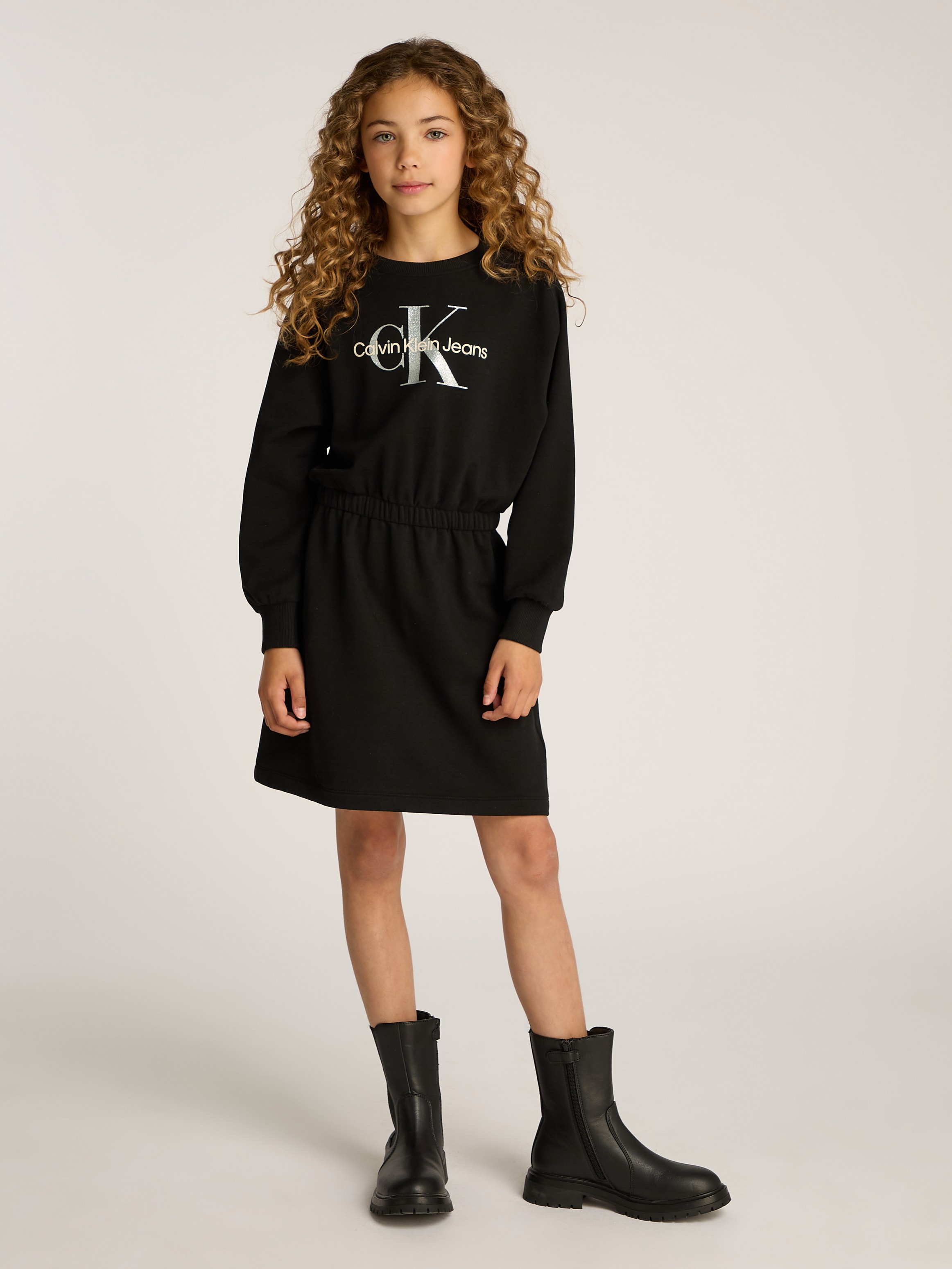 Calvin Klein Jeans Sweatkleid »GLITTER MONOLOGO HWK DRESS«, für Kinder bis 16 Jahre mit Logoschriftzug