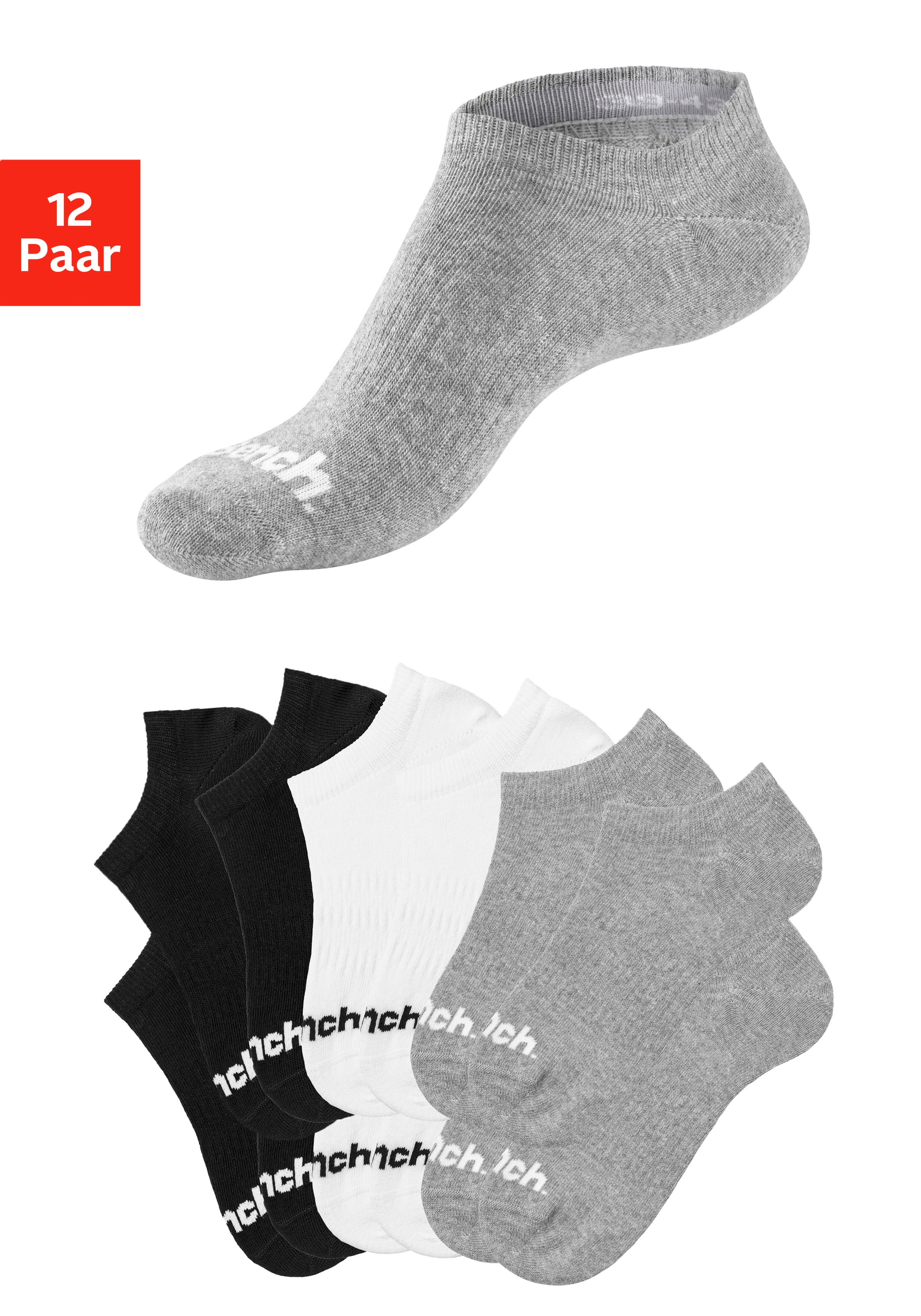 Bench. Sportsocken "Damen Herren Sneaker Socken, Laufsocken verschwinden im Schuh" Packung, 12 Paar tlg. in der Grosspackung mit Arch Support