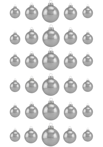 Thüringer Glasdesign Weihnachtsbaumkugel »Silberfarben Glanz«, (Set, 30 St.), Made in... kaufen