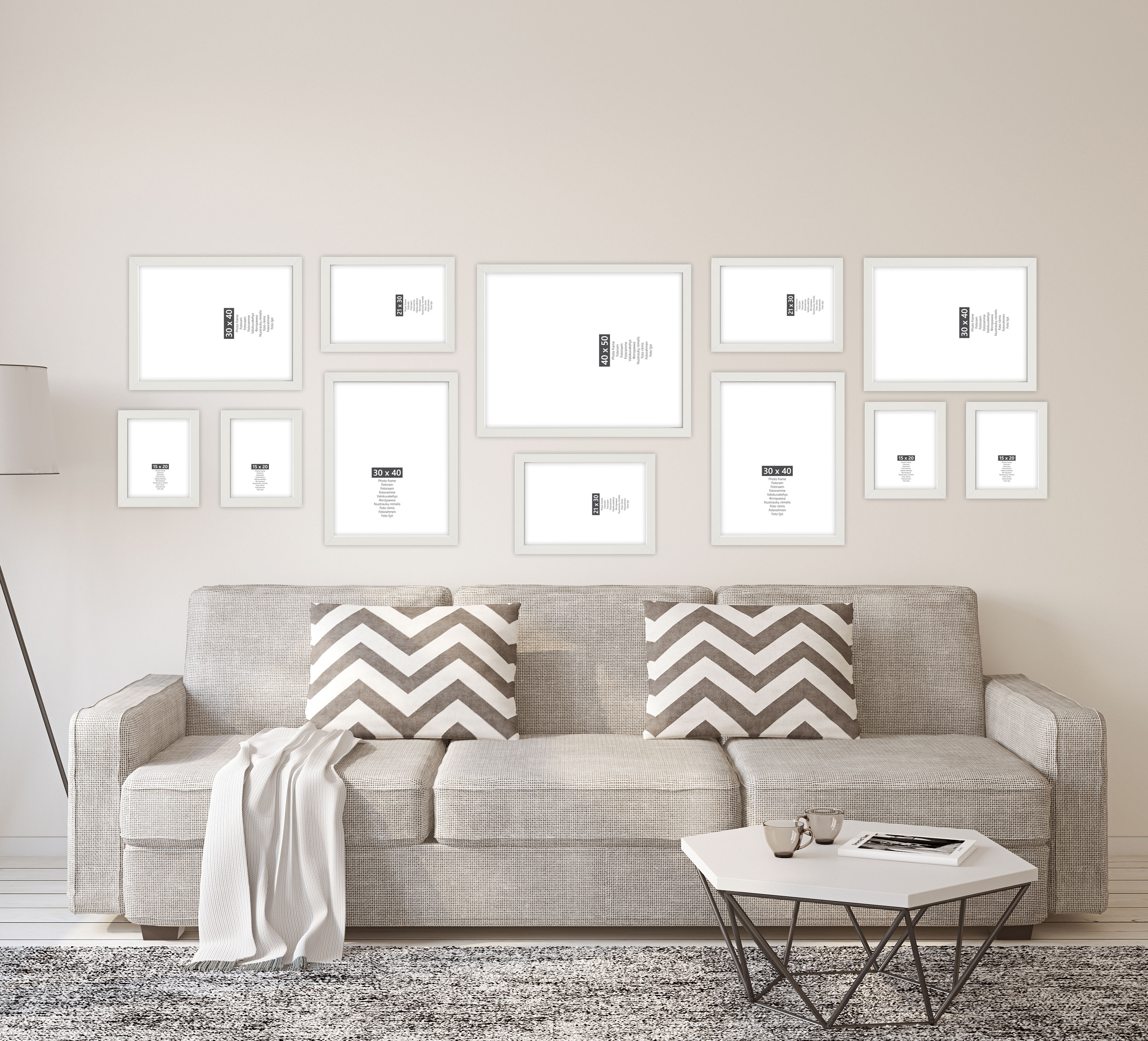 Bilderrahmen-Set »Bilderrahmen 12er«, (Set, 12 St., 3x 21x30 (DIN A4) + 4x 15x20 (DIN...