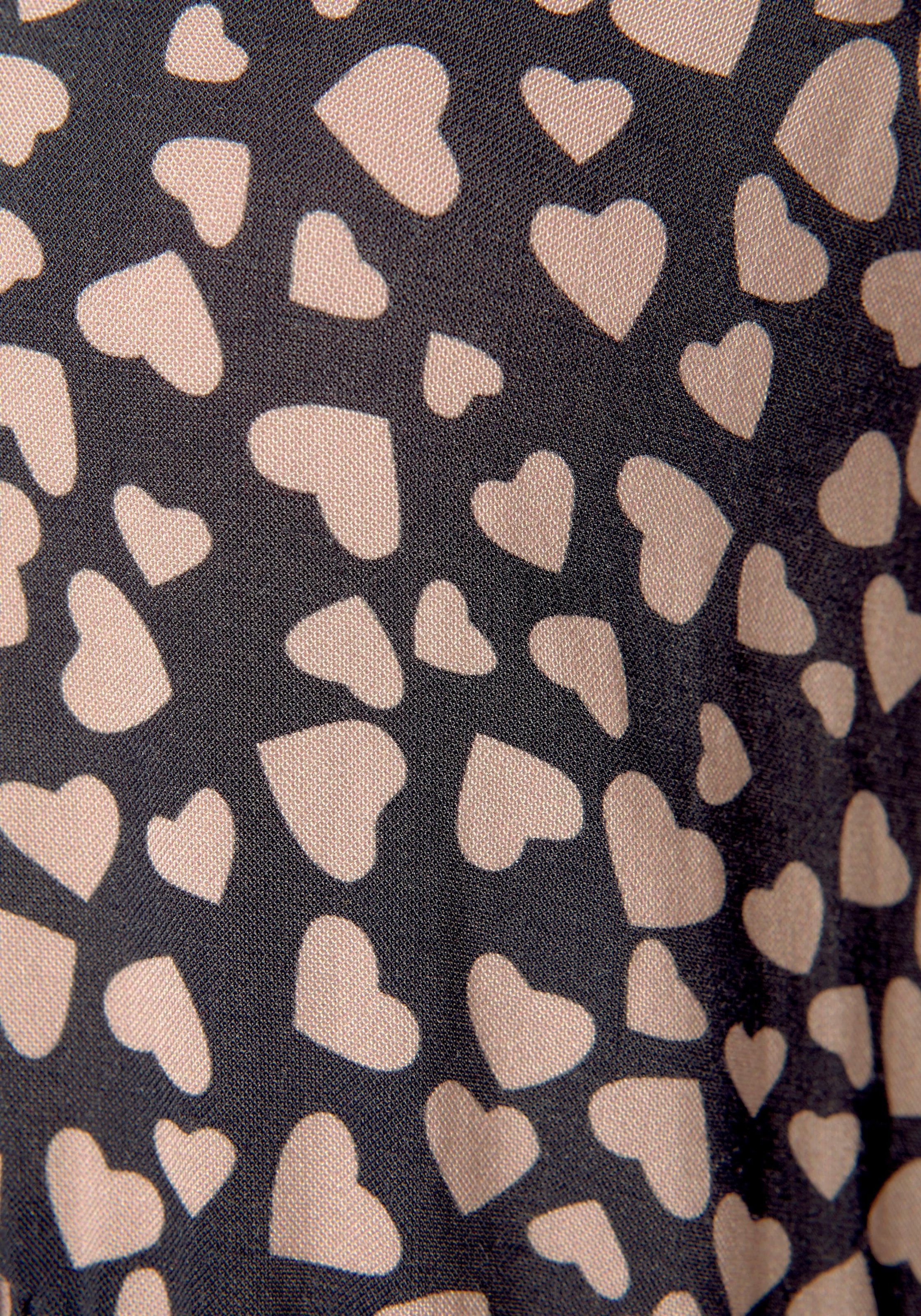 LASCANA Blusenkleid, mit Herzchenprint, lockeres T-Shirtkleid, Sommerkleid, Strandkleid