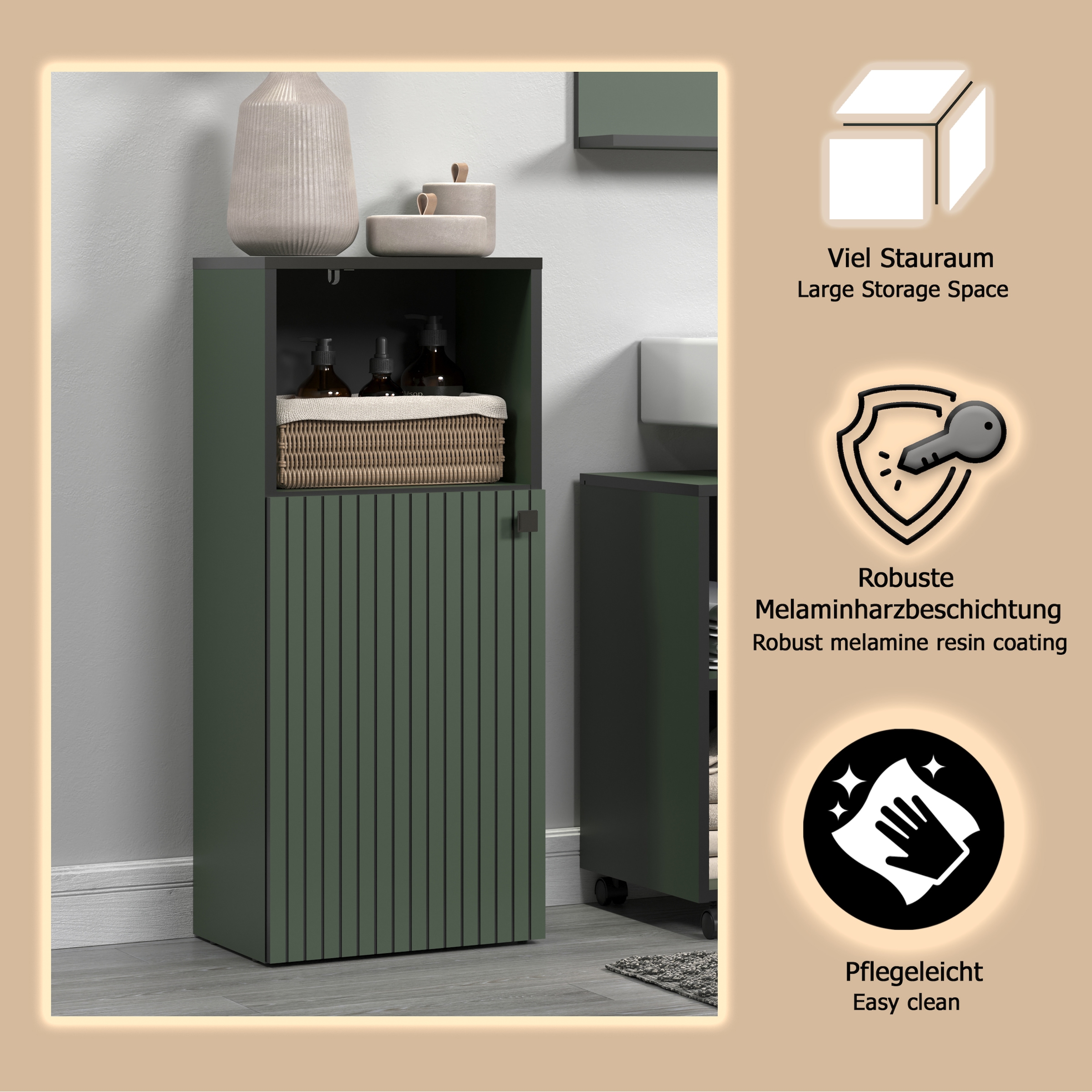 welltime Unterschrank »Amrum«, (1 St.), Standschrank mit 1 Tür & 1 Fach - (B/T/H) 40/31/95 cm