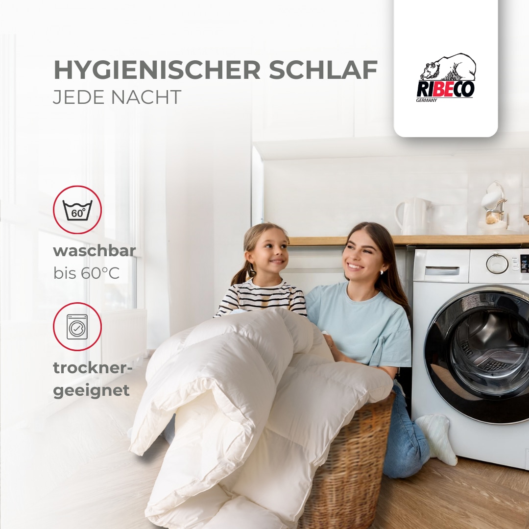 RIBECO Federbettdecke + Federkissen »Laram, 2-tlg. Naturprodukt zum TOP-Preis!«, (Spar-Set), Decke mit Kissen, verschiedene Grössen, Bettdecke 135x200, 155x220 cm