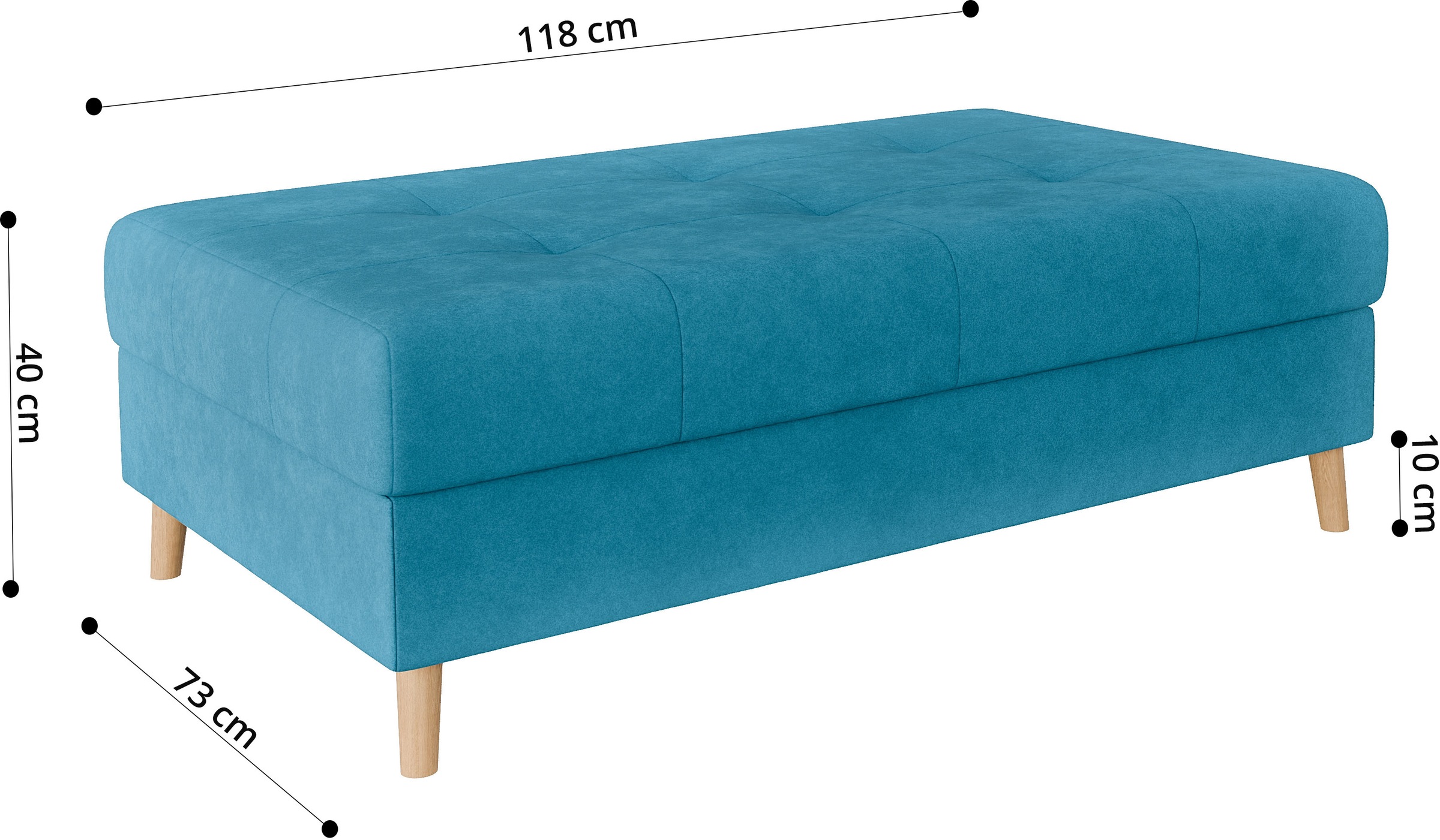 Home affaire Polsterhocker »CHARRE XXL, Steppung im Sitzbereich, Masse: B/T/H: 118/73/40 cm«, passend zur Serie CHARRE, auch in Cord und Bouclé