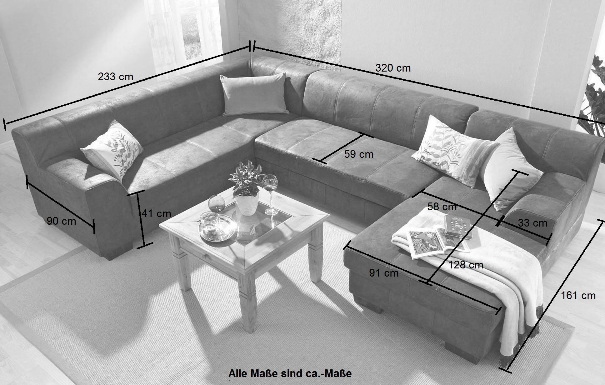 Home affaire Wohnlandschaft »Falk U-Form«, mit Federkern und wahlweise mit Bettfunktion