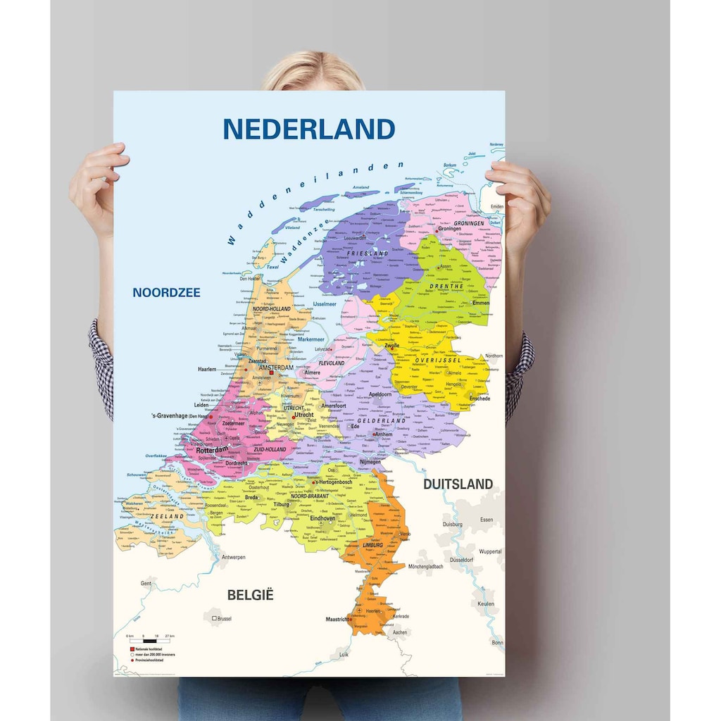 Reinders! Poster »Poster Schulkarte Niederlande Niederländisch - Niederländischer Text«, Landkarten, (1 St.)