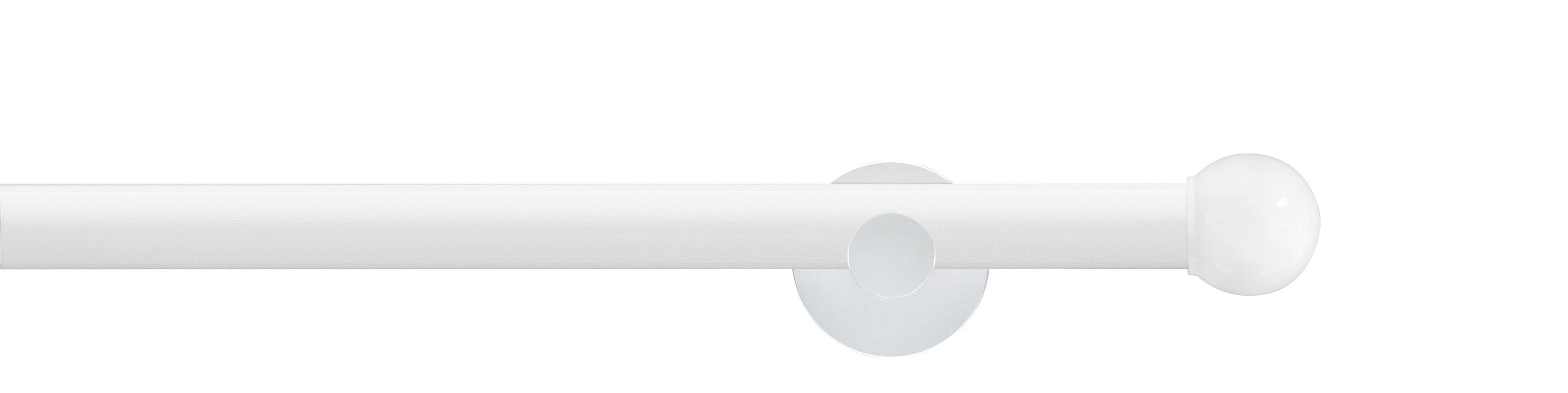 GARESA Gardinenstange "WHITE" Ø 20 mm 2 läufig-läufig Wunschmasslänge Vorhanggarnitur, verlängerbar, Wandmontage, Endknopf Kugel, mit Ringe