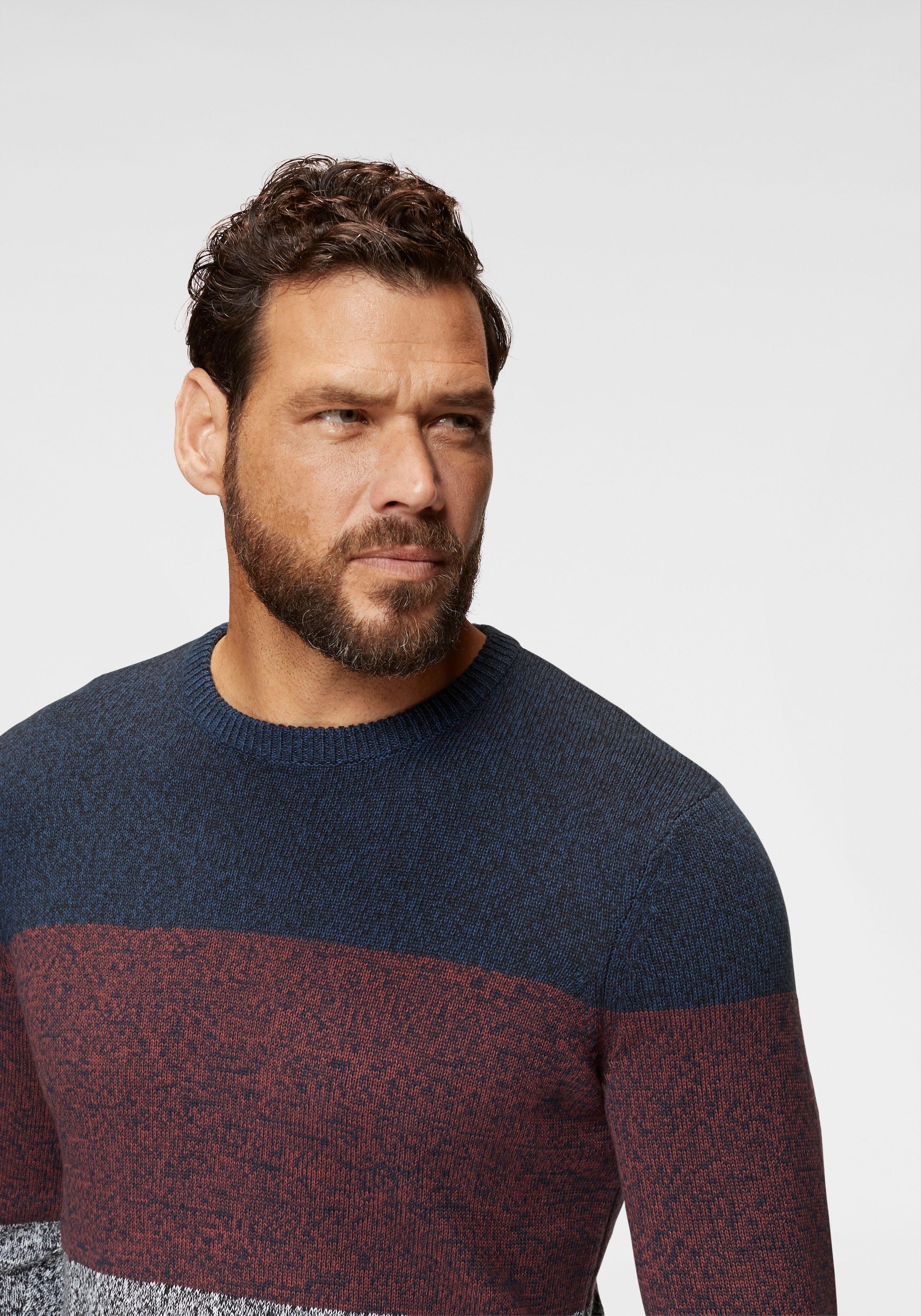 Man's World Rundhalspullover »Bis Grösse 5 XL«, mehrfarbig