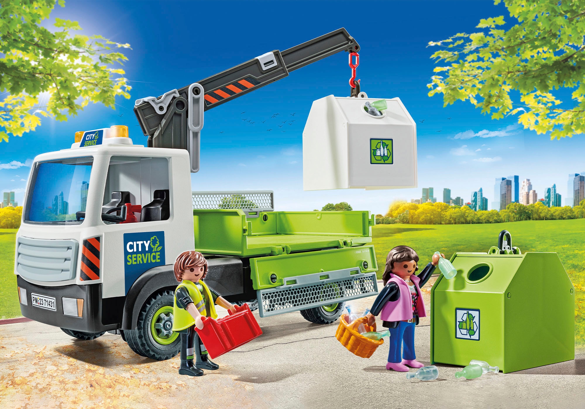 Playmobil® Konstruktions-Spielset »Altglas-LKW mit Container (71431), My Action Heroes«, (62 St.)