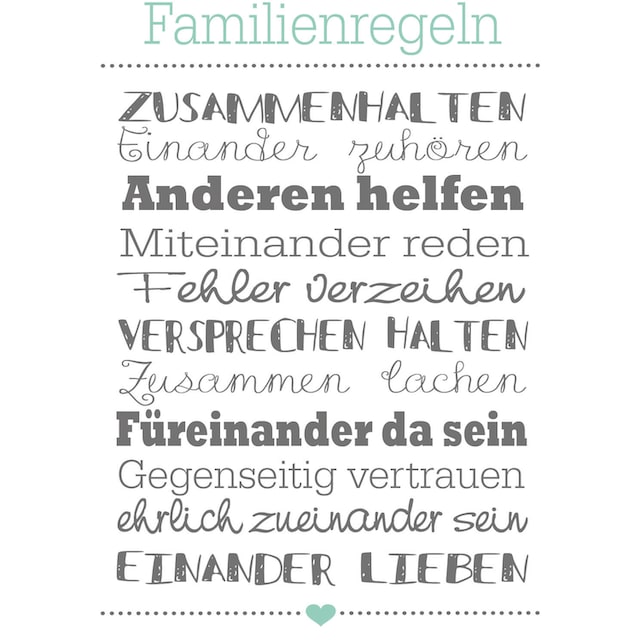 Bönninghoff Leinwandbild »Familienregeln«, (1 St.) online kaufen |  Jelmoli-Versand
