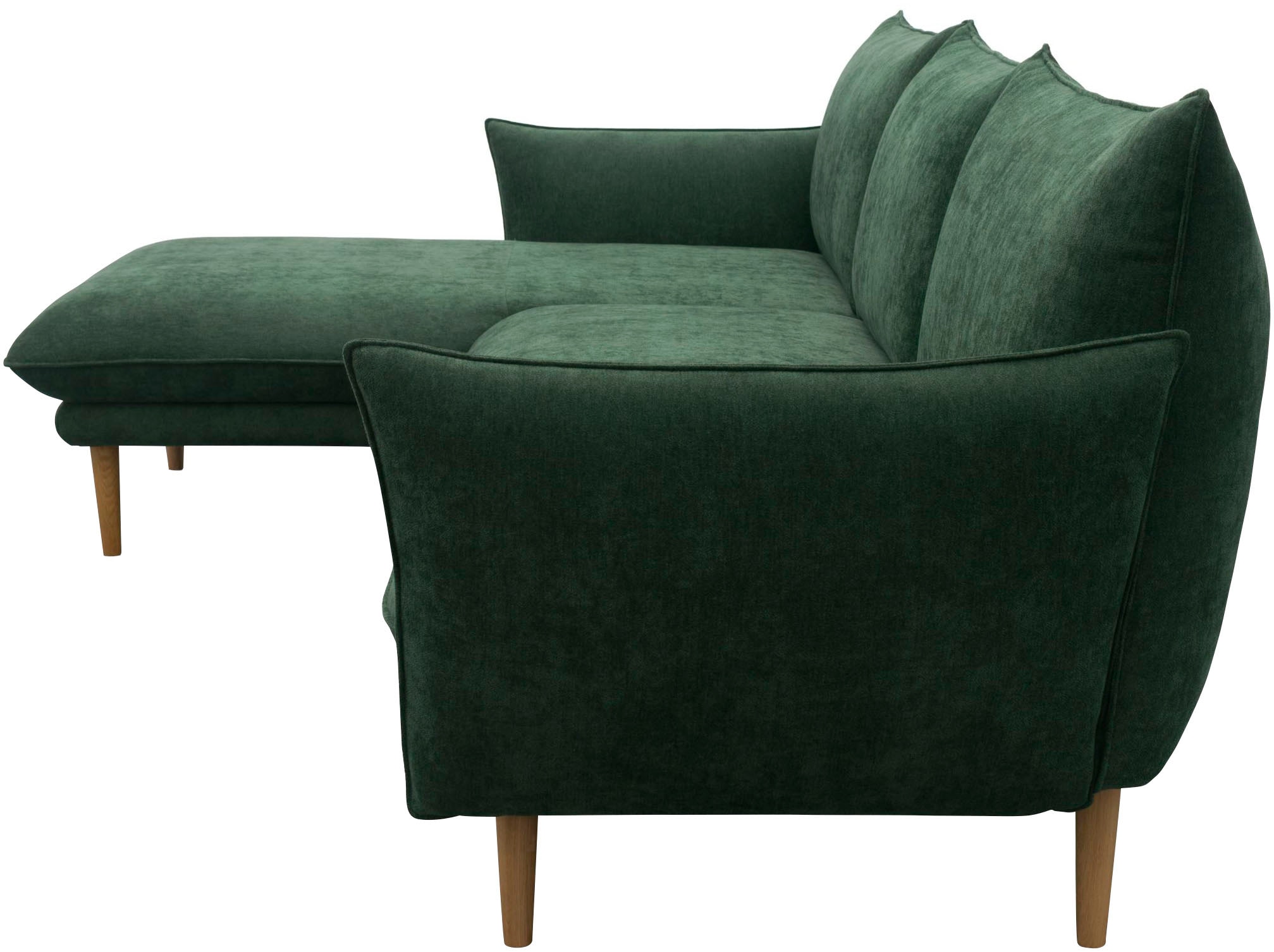 DOMO collection Ecksofa »Leuven modern mit schmalen Armlehnen, Breite 282 cm, L-Form«, angenehm feste Polsterung, bodenfrei, 19 cm hohe Holzfüsse
