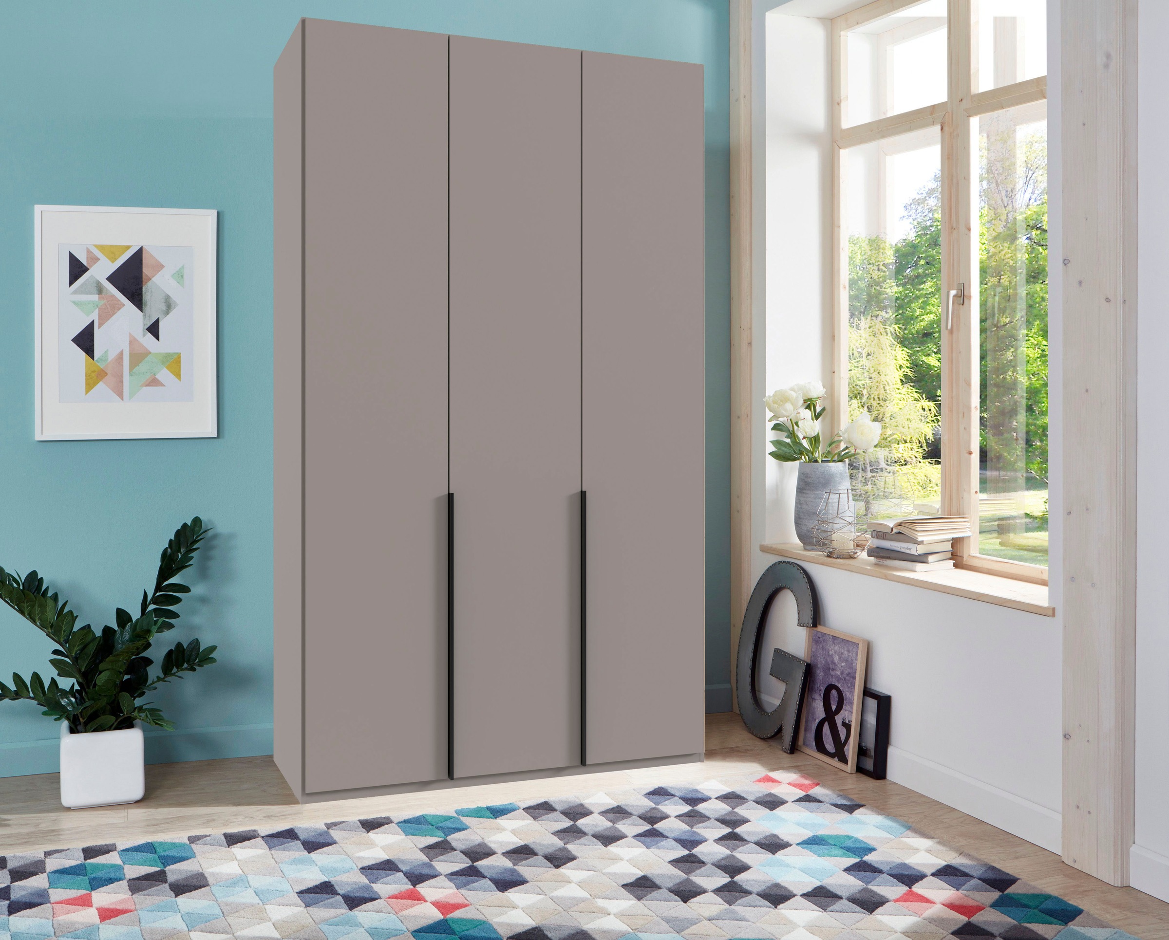 Wimex Kleiderschrank »Mugano,in 8 Breiten,3 Höhen,2 Tiefen, viele Farben, Made in Germany«, (in Basic oder Premium Ausstattung mit 2 weiteren Einlegeböden), mit langen oder kurzen Griffen aus Metall, mit oder ohne Spiegel