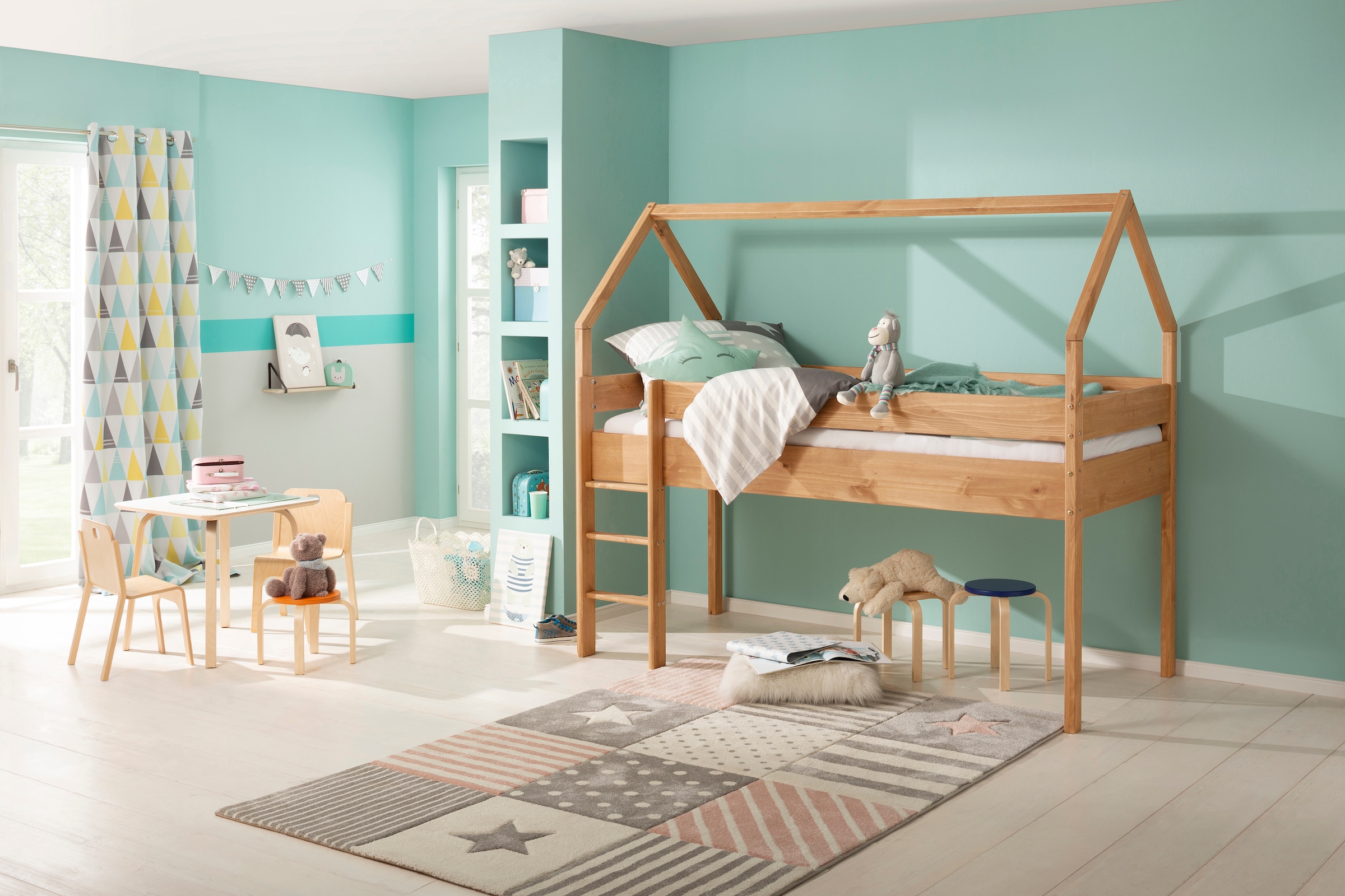 ✵ Lüttenhütt Kinderbett »Alpi«, aus Kiefernholz, in einer Haus-Optik Form,  Liegefläche 90x200 cm günstig ordern | Jelmoli-Versand
