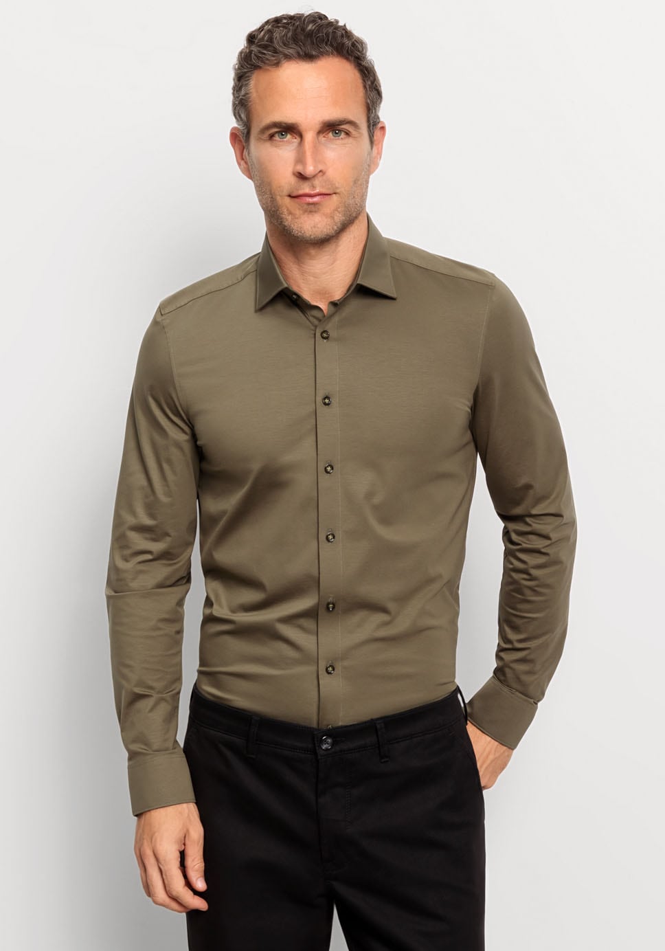 OLYMP Businesshemd »Level Five body fit Jerseyshirt« in Jersey Qualität
