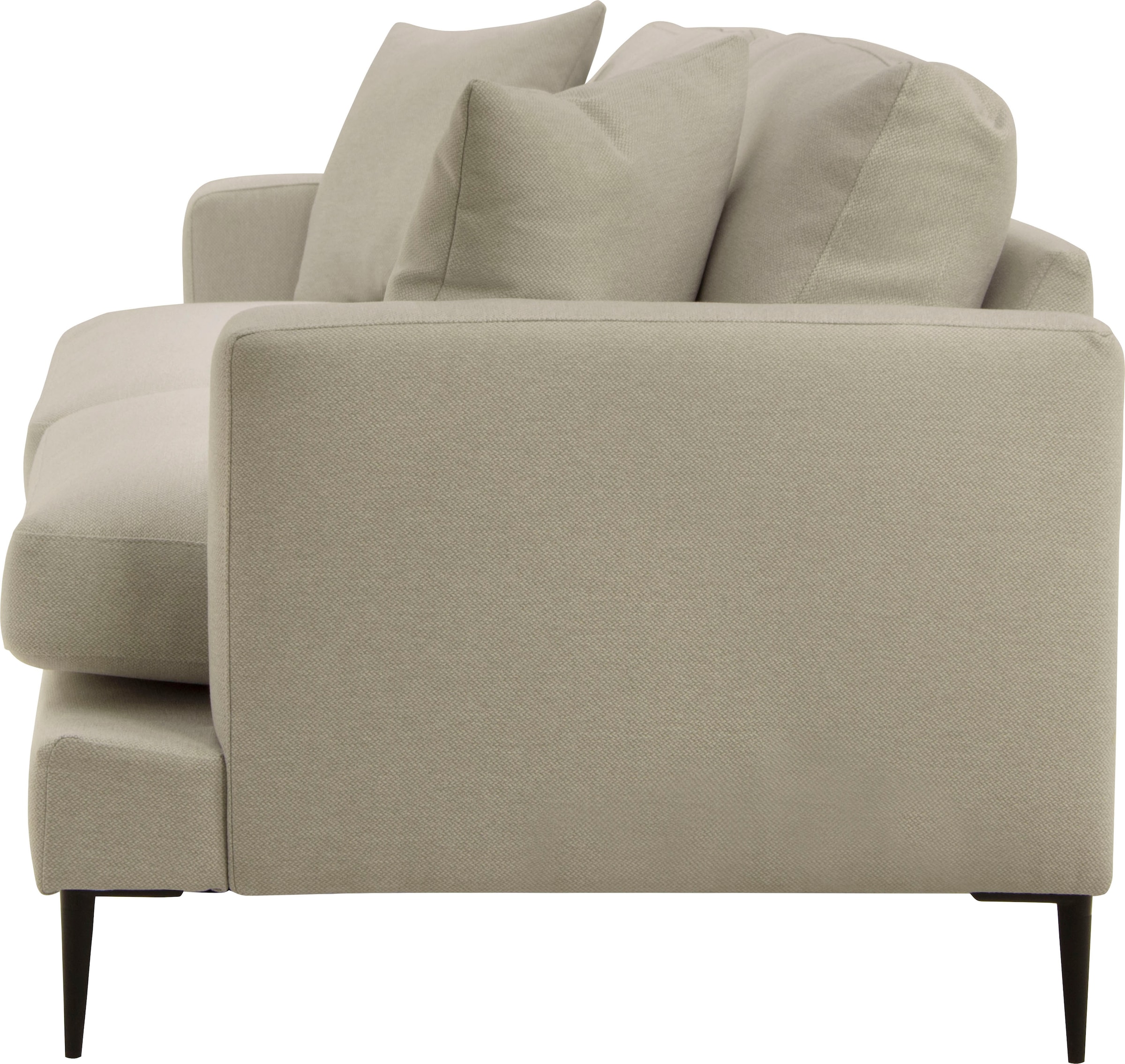 Leonique 3-Sitzer »Cozy elegantes Designsofa, Masse B/T/H: 211/97/80 cm«, mit losen Kissen und Metallbeinen