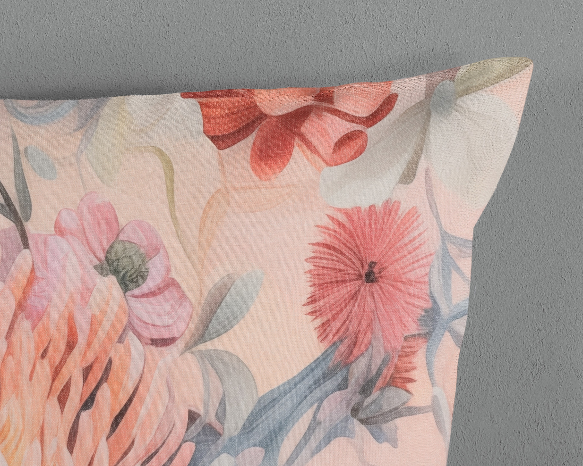 good morning Wendebettwäsche »Delphine«, 100% Baumwolle, Renforcé, Reissverschluss, Wendeoptik, Blumen, Pfirsich