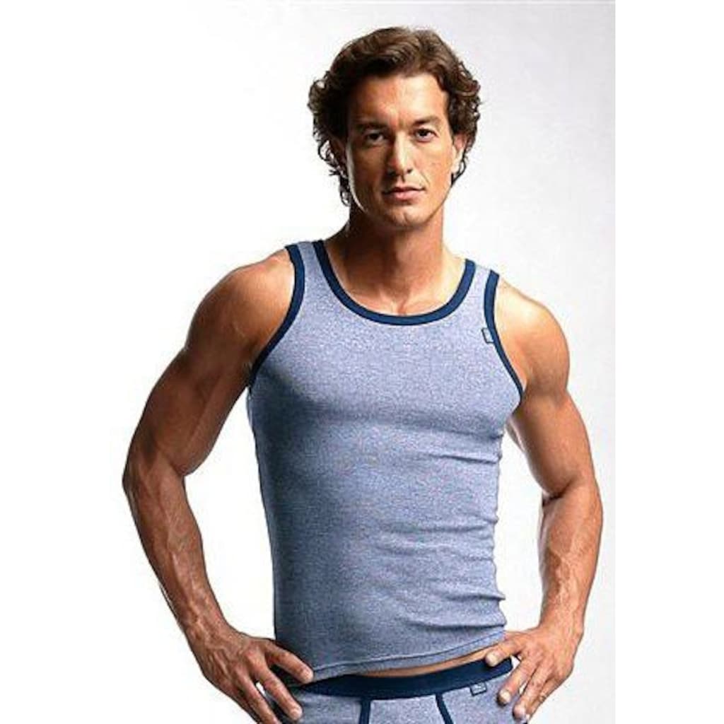 Clipper Exclusive Unterhemd »Tanktop für Herren«, (3 St.), modische Optik: Jeans meliert, tolle Baumwoll-Qualität