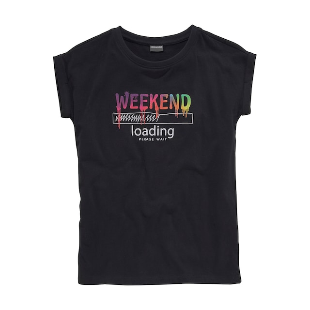 ✵ KIDSWORLD T-Shirt »WEEKEND loading...please wait«, in weiter legerer Form,  Regenbogen-Druckfarben sind unterschiedlich online kaufen | Jelmoli-Versand