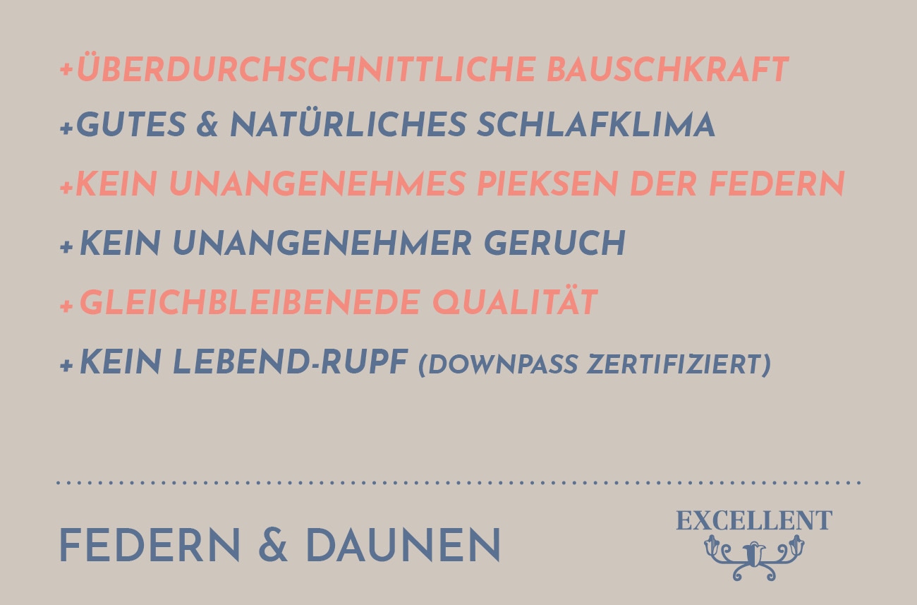 Excellent Federkopfkissen »Venedig Kissen in 6 Grössen erhältlich und im Spar Set!«, Füllung: 85% Federn, 15% Daunen, Bezug: 100% Baumwolle, (1 St.), Kopfkissen 40x40, 40x80, 80x80, allergiker geeignet (Hausstaub)