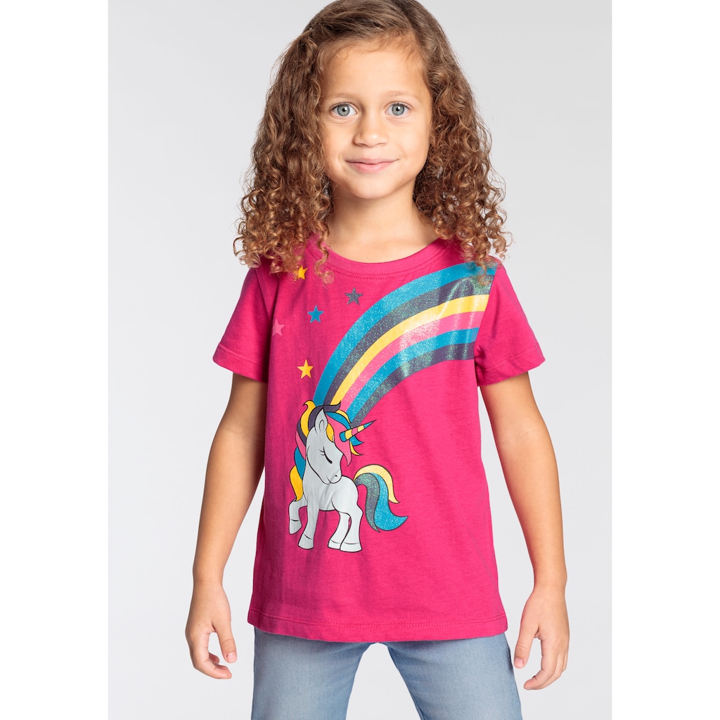 KIDSWORLD T-Shirt »Einhorn mit Regenbogen«, für kleine Mädchen