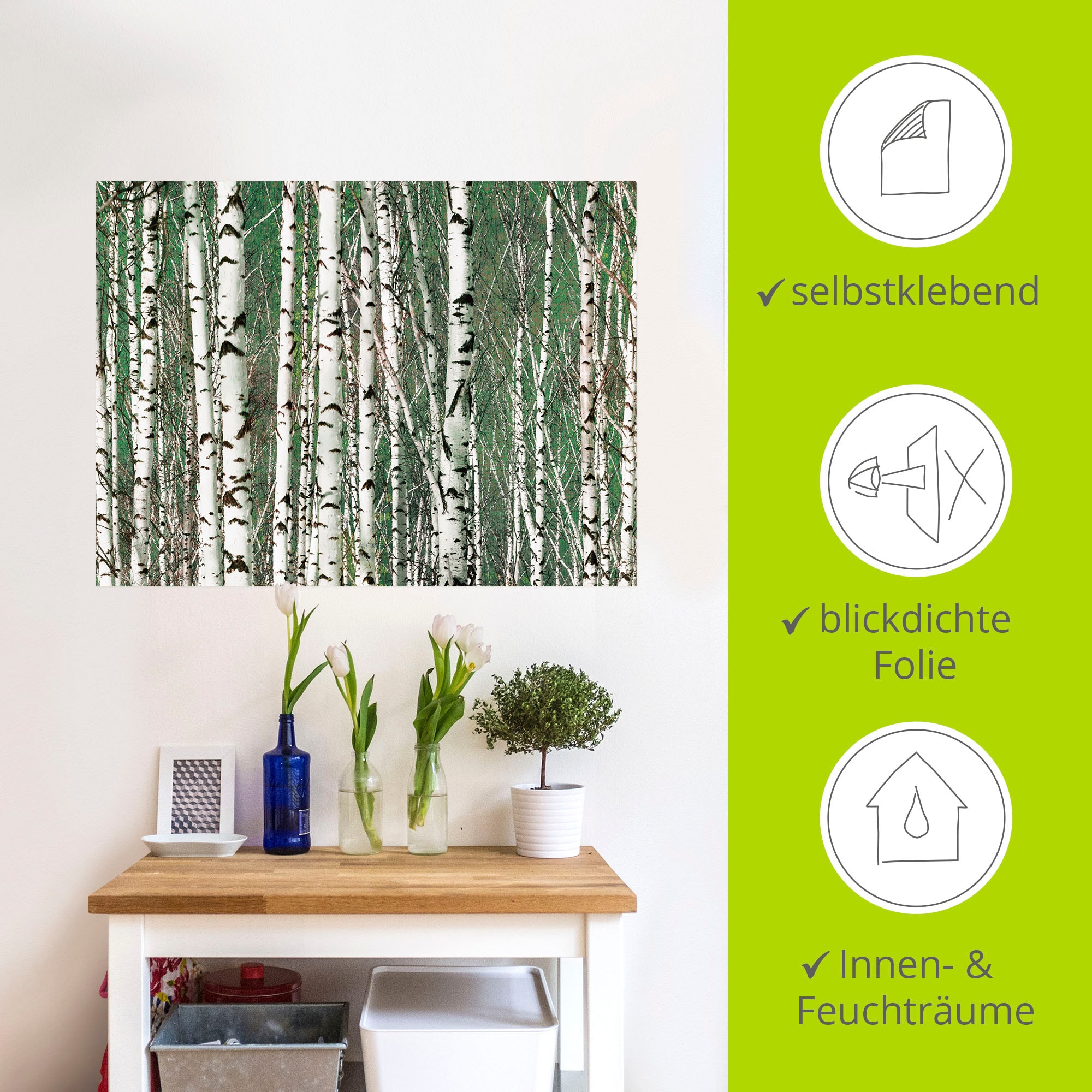 Artland Wandbild »Birkenwald - Bäume«, Bäume, (1 St.), als Leinwandbild, Wandaufkleber in verschied. Grössen