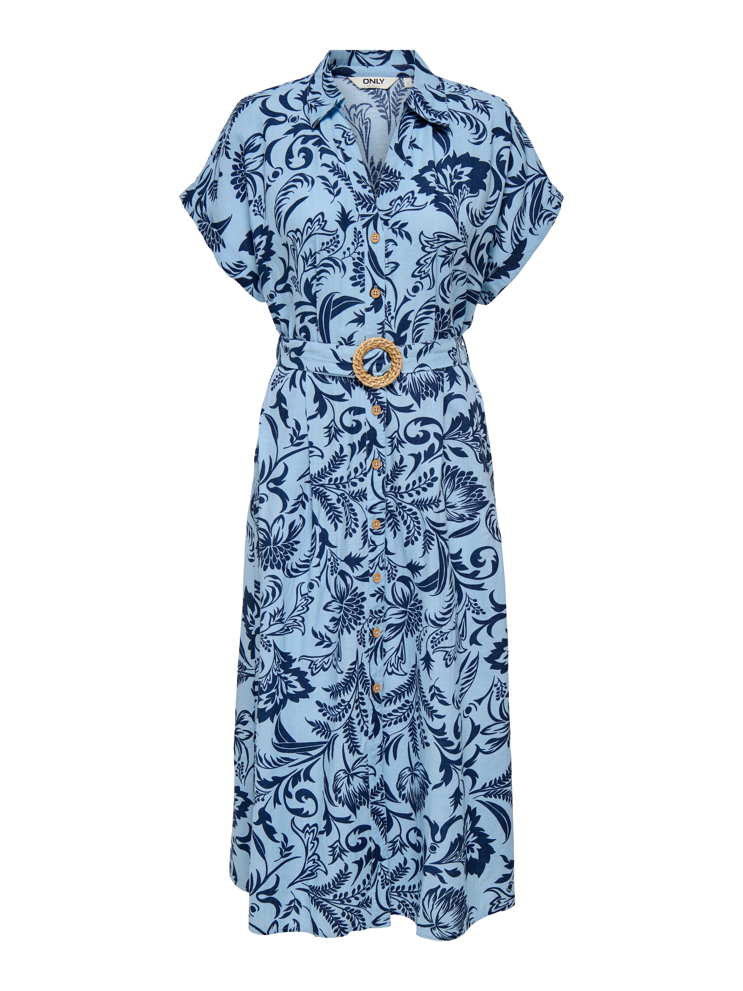 ONLY Hemdblusenkleid »ONLJAKIRI LINEN SS MIDI SHIRT DRESS WVN«, mit Leinen