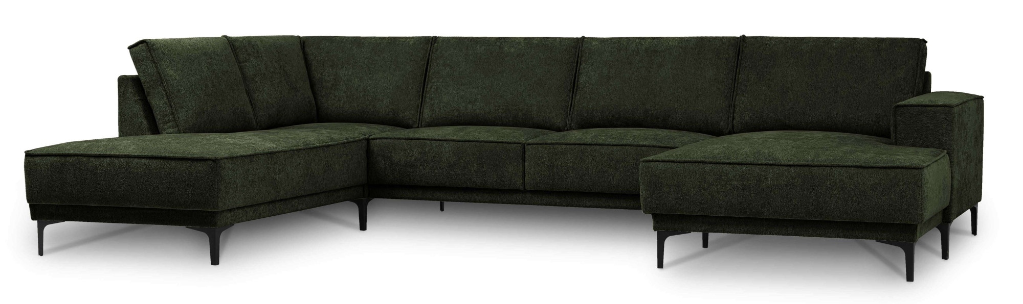 Places of Style Wohnlandschaft »XXL Sofa Oland, Struktur, Flachgewebe, Luxus-Microfaser, Boucle«, U-Form, 345 cm, Wellenunterfederung, Skandi-Design, Metallfüsse