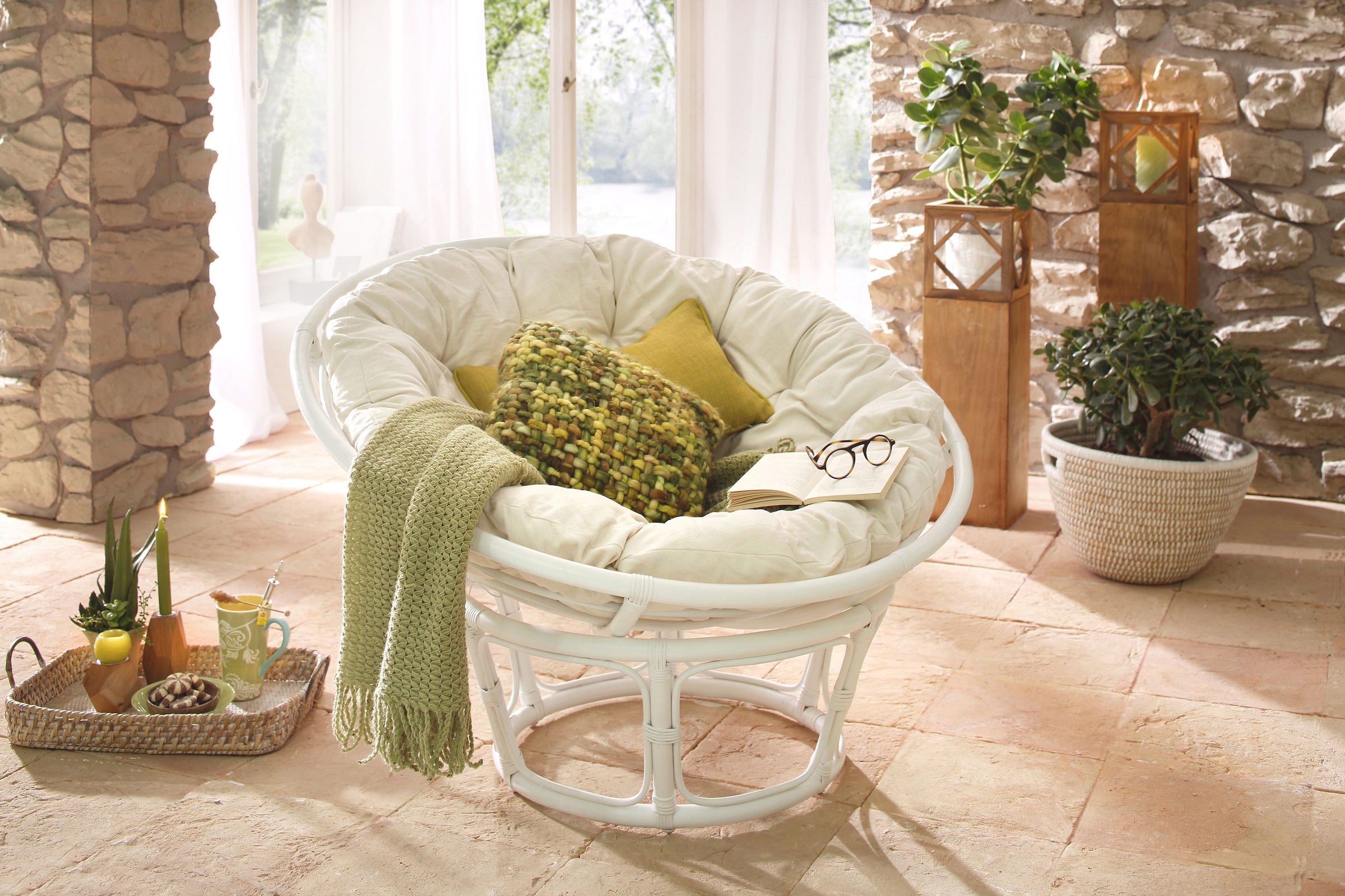 Home affaire Rattanstuhl »Papasansessel, TOPSELLER!«, aus geflochtenem Rattan, in verschiedenen Grössen (80-110 cm)
