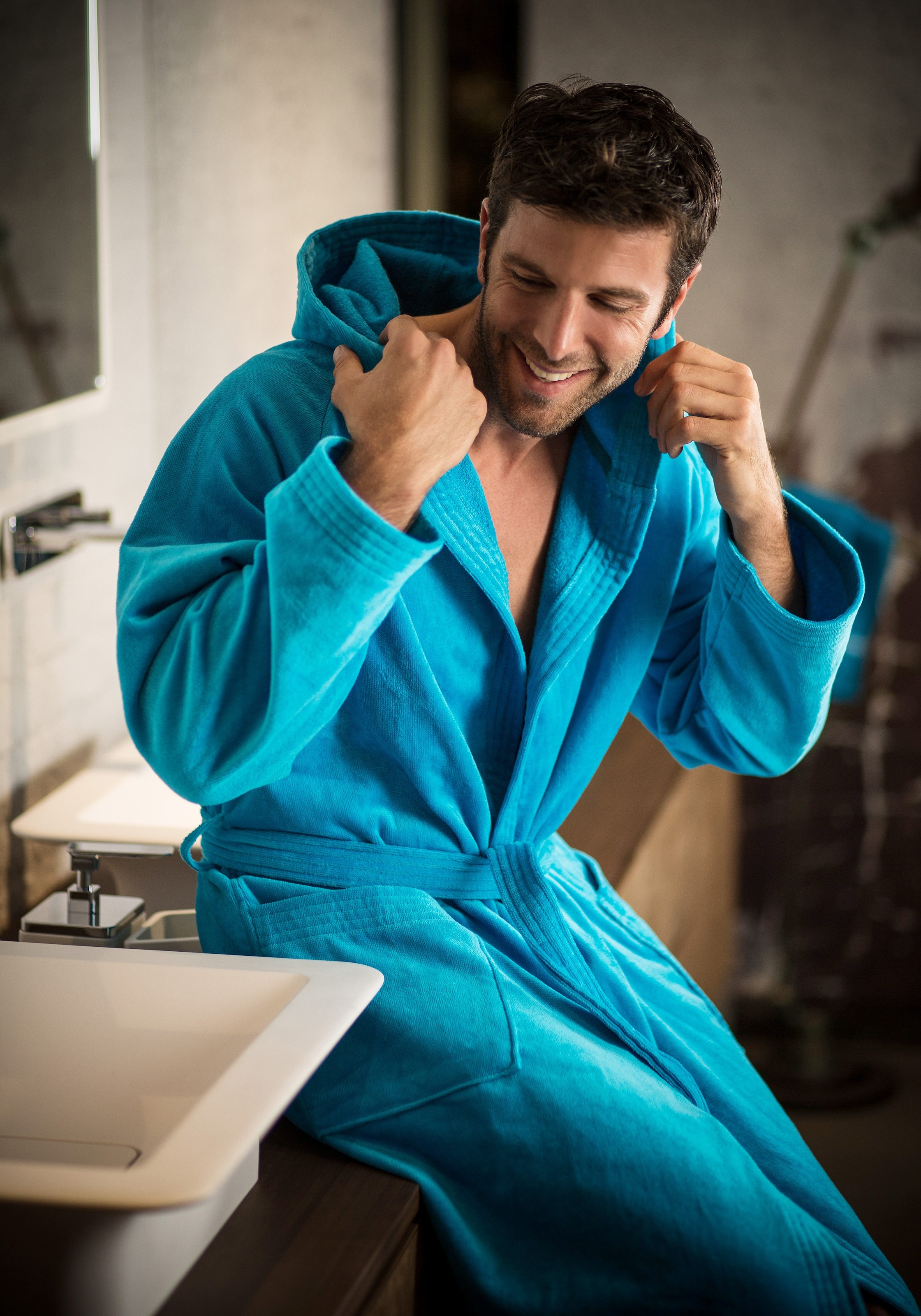 Vossen Unisex-Bademantel »Texas, ideal für Sauna & Spa, Hotelbademantel, Morgenmantel«, (1 St.), für Damen & Herren
