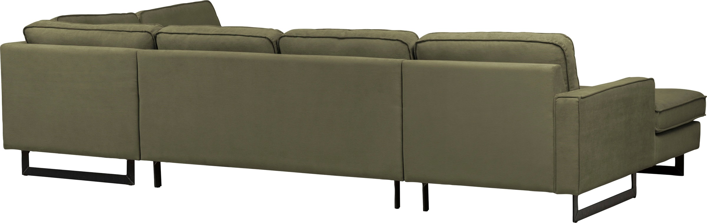 Places of Style Wohnlandschaft »Pinto, 350 cm, U-Form, XXL, mit Ottomanen«, Cord, Chenille, Lederoptik, mit Keder, Metallfüsse, Wellenunterfederung