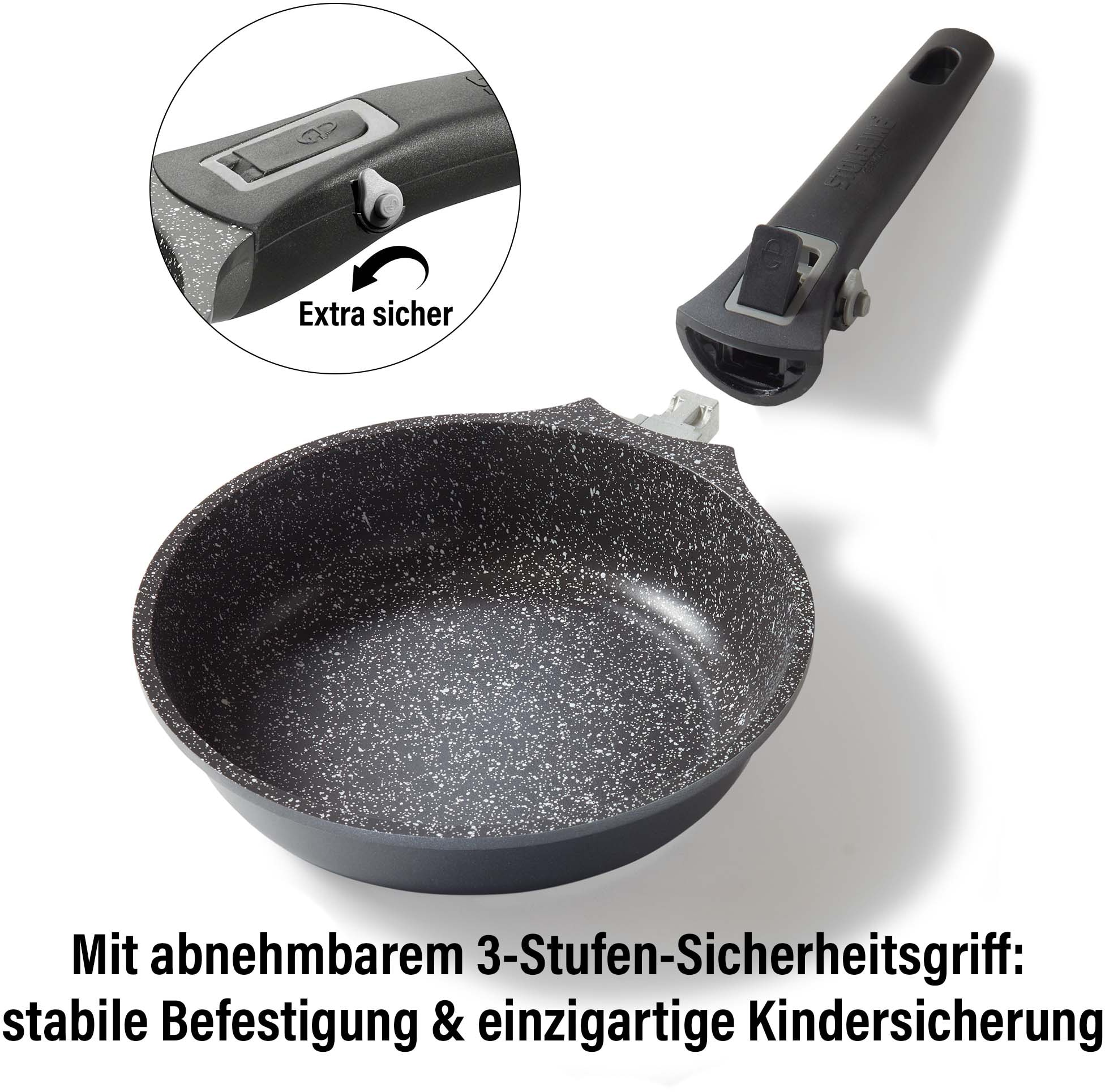 STONELINE Topf-Set »Imagination PLUS«, Aluminiumguss, (Set, 8 tlg., Bratentopf 24 cm, Kochtopf 20 cm, Stieltopf 18 cm, Bratpfanne 20/24 cm), abnahmbare Griffe, Induktion