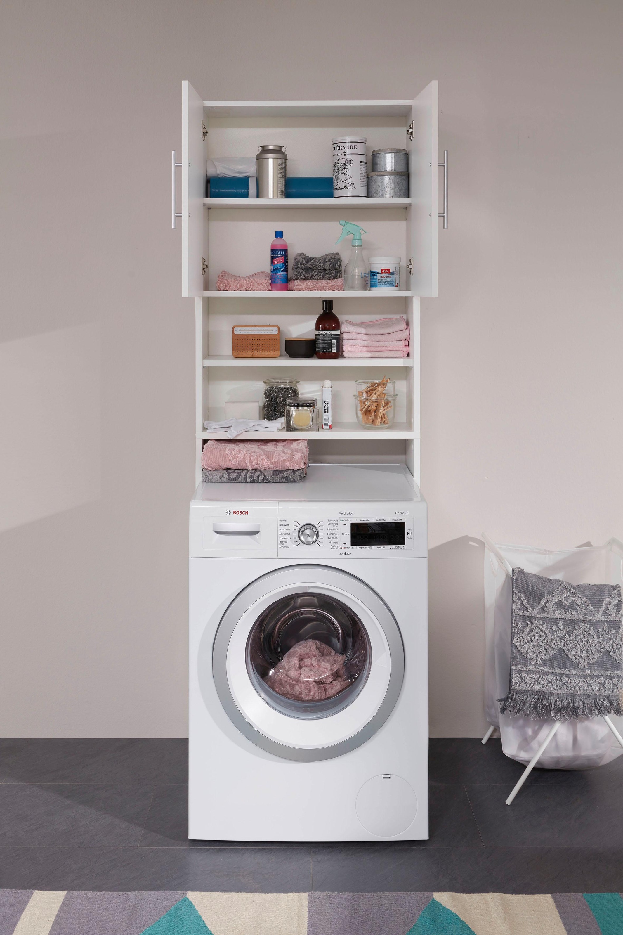 INOSIGN Waschmaschinenumbauschrank »Banta«, Waschmaschinenschrank im zeitlosen Weiss - Masse (B/T/H) 64/25/190 cm