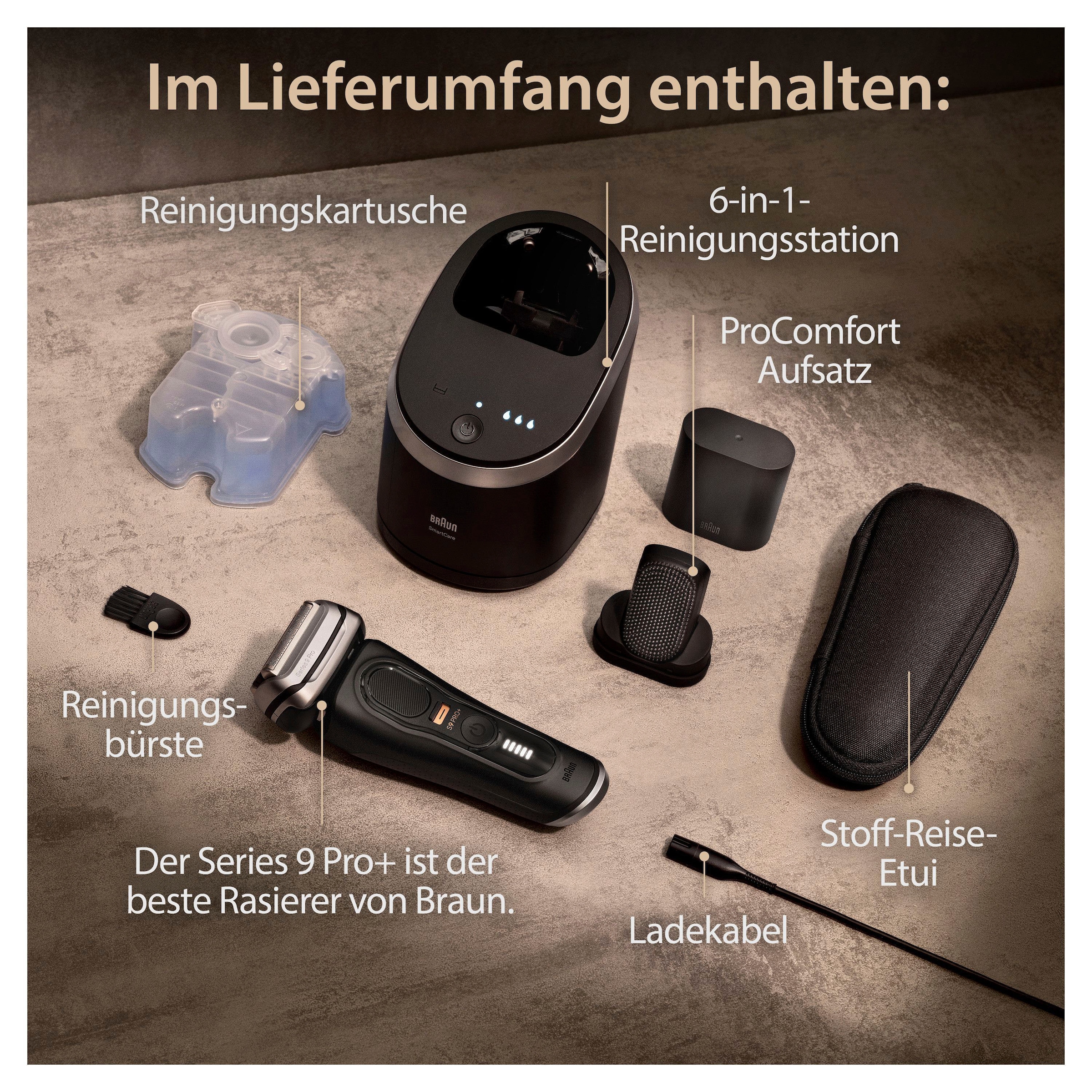 Braun Elektrorasierer »Series 9 Pro+ 9590cc«, Reinigungsstation, Precision ProTrimmer