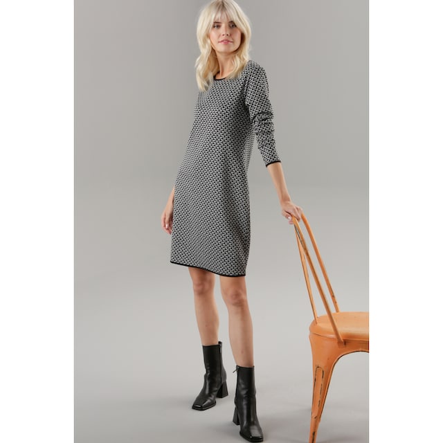 Aniston SELECTED Jerseykleid, mit schwarzen Abschlüssen und Allover-Muster  online kaufen | Jelmoli-Versand