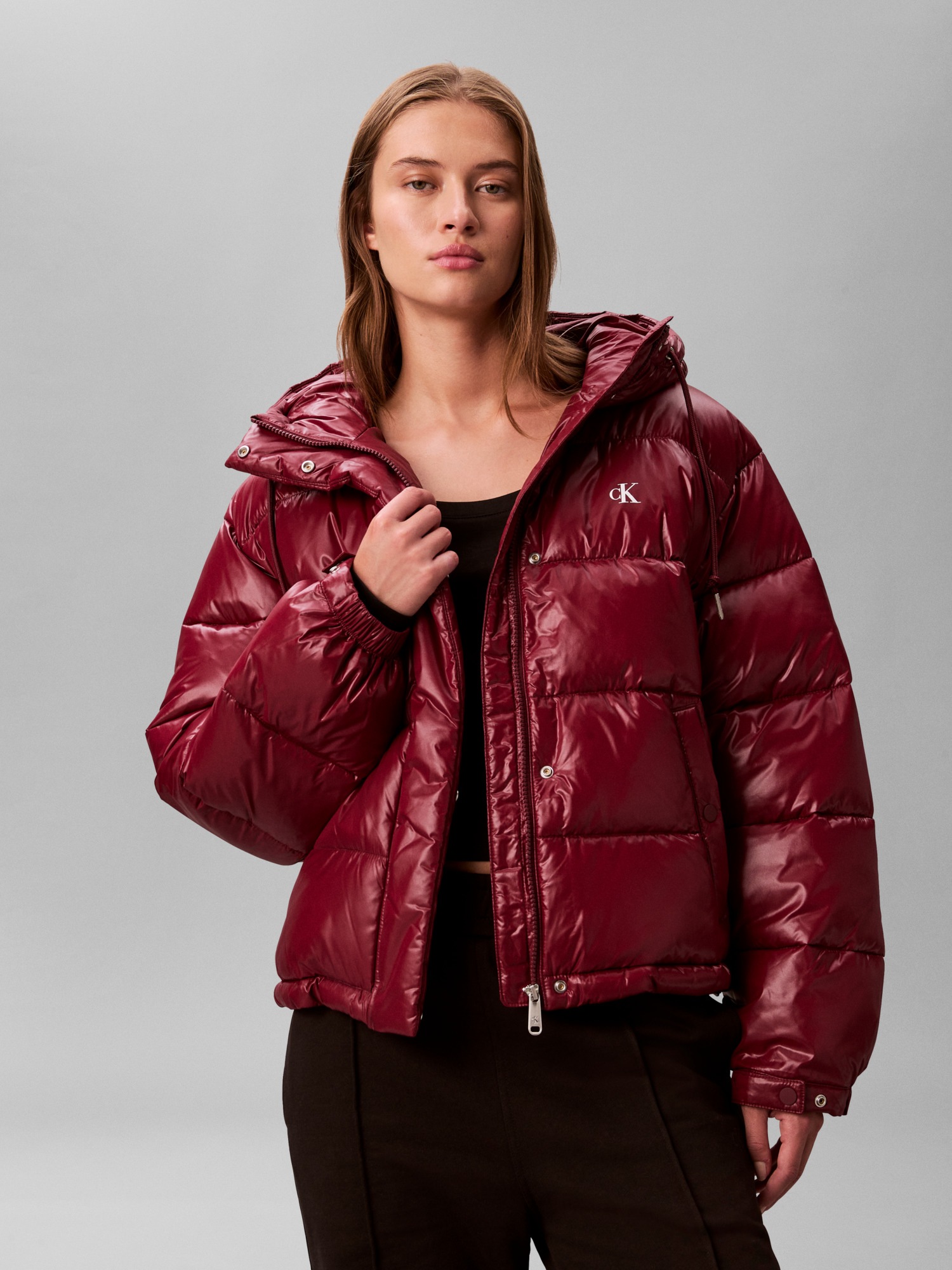 Calvin Klein Jeans Steppjacke »SHINE PUFFER« mitKapuze regular fit, mit Kapuze, glänzendes Material