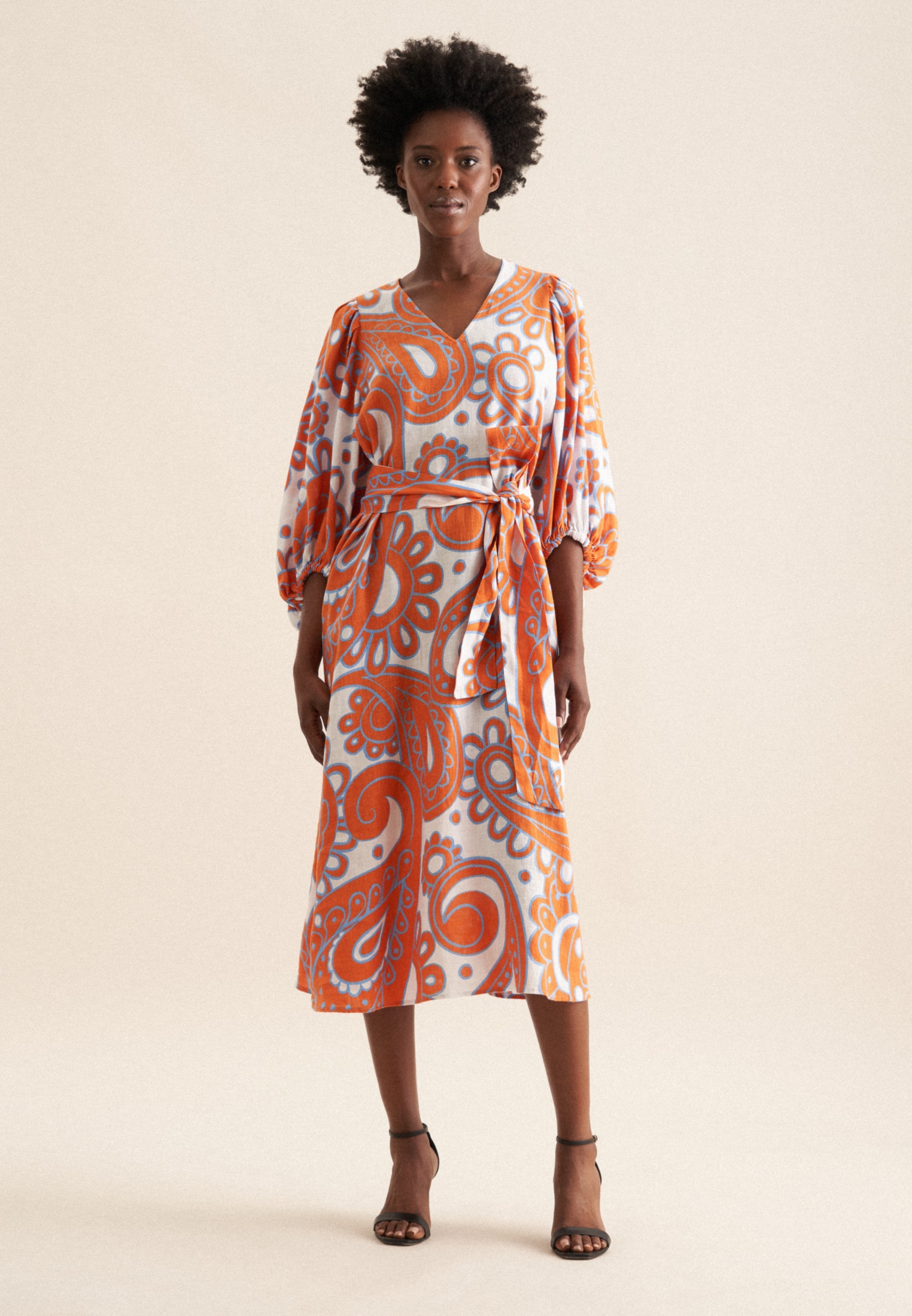 seidensticker Sommerkleid »Schwarze Rose« 3/4 V-Neck Paisley
