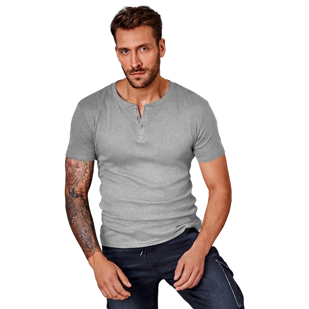 H.I.S T-Shirt, mit aufwendiger Knopfleiste perfekt als Unterziehshirt