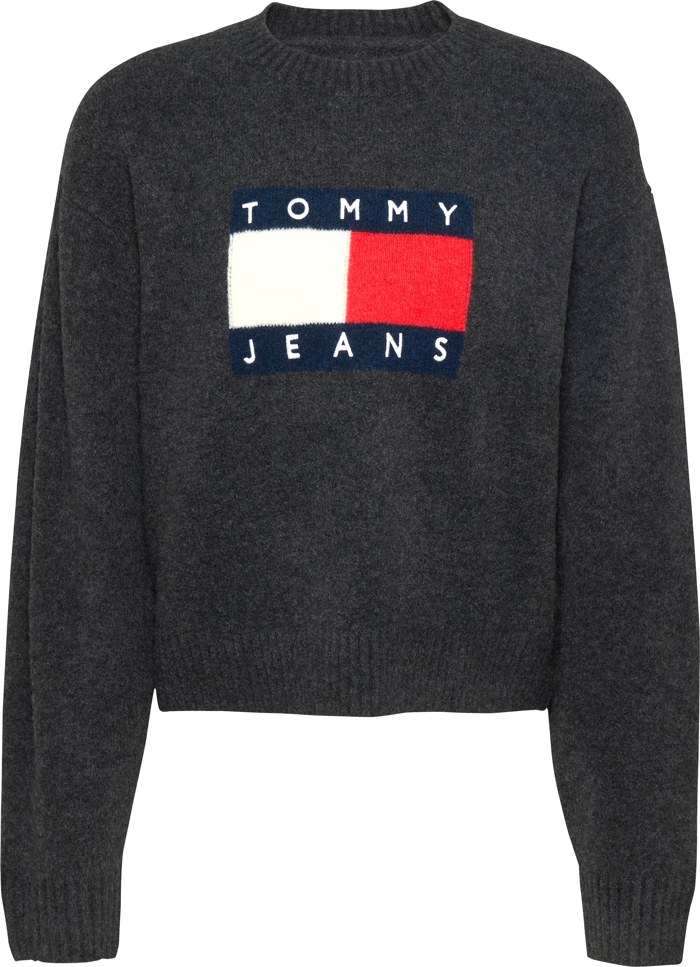 Tommy Jeans Strickpullover »TJW MELANGE FLAG SWEATER EXT«, in melierter Optik, mit Logo-Flag