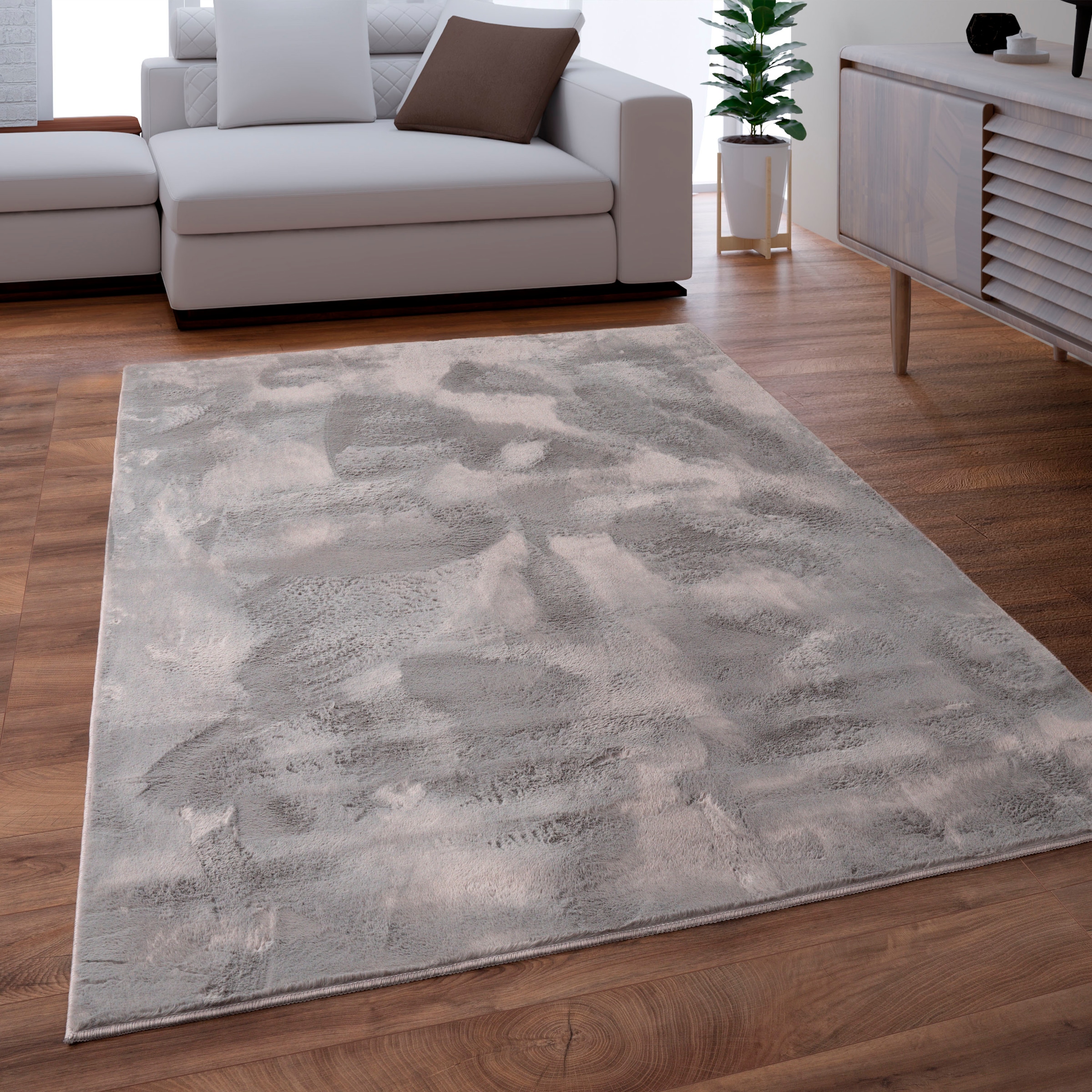 Paco Home Fellteppich »Kunstfell Soft 380«, rechteckig, 14 mm Höhe, Langflor, Kuschelteppich - besonders weich, Uni-Farben