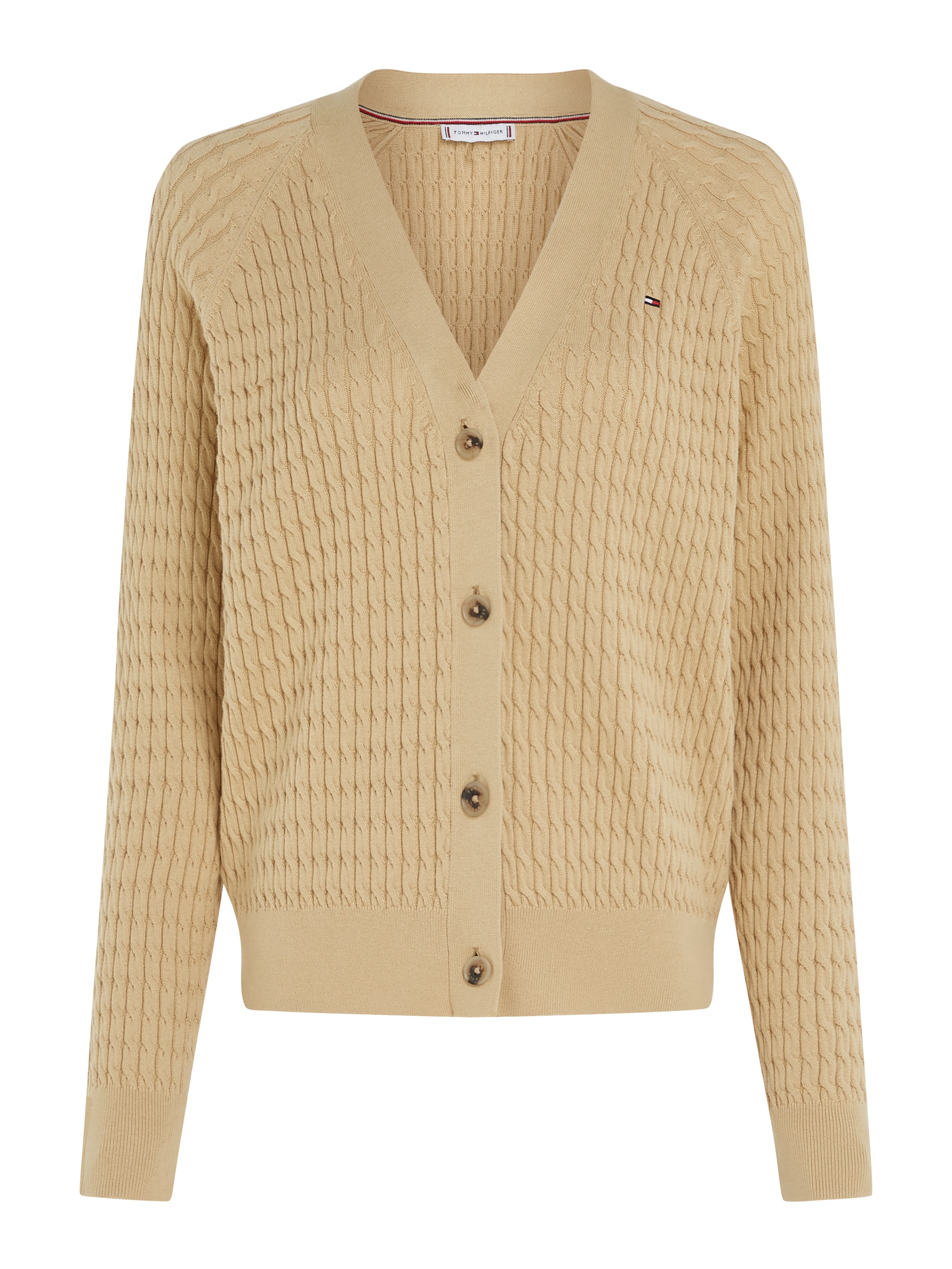 Tommy Hilfiger Strickjacke »CO CABLE V-NK CARDIGAN«, mit gestricktem Zopfmuster