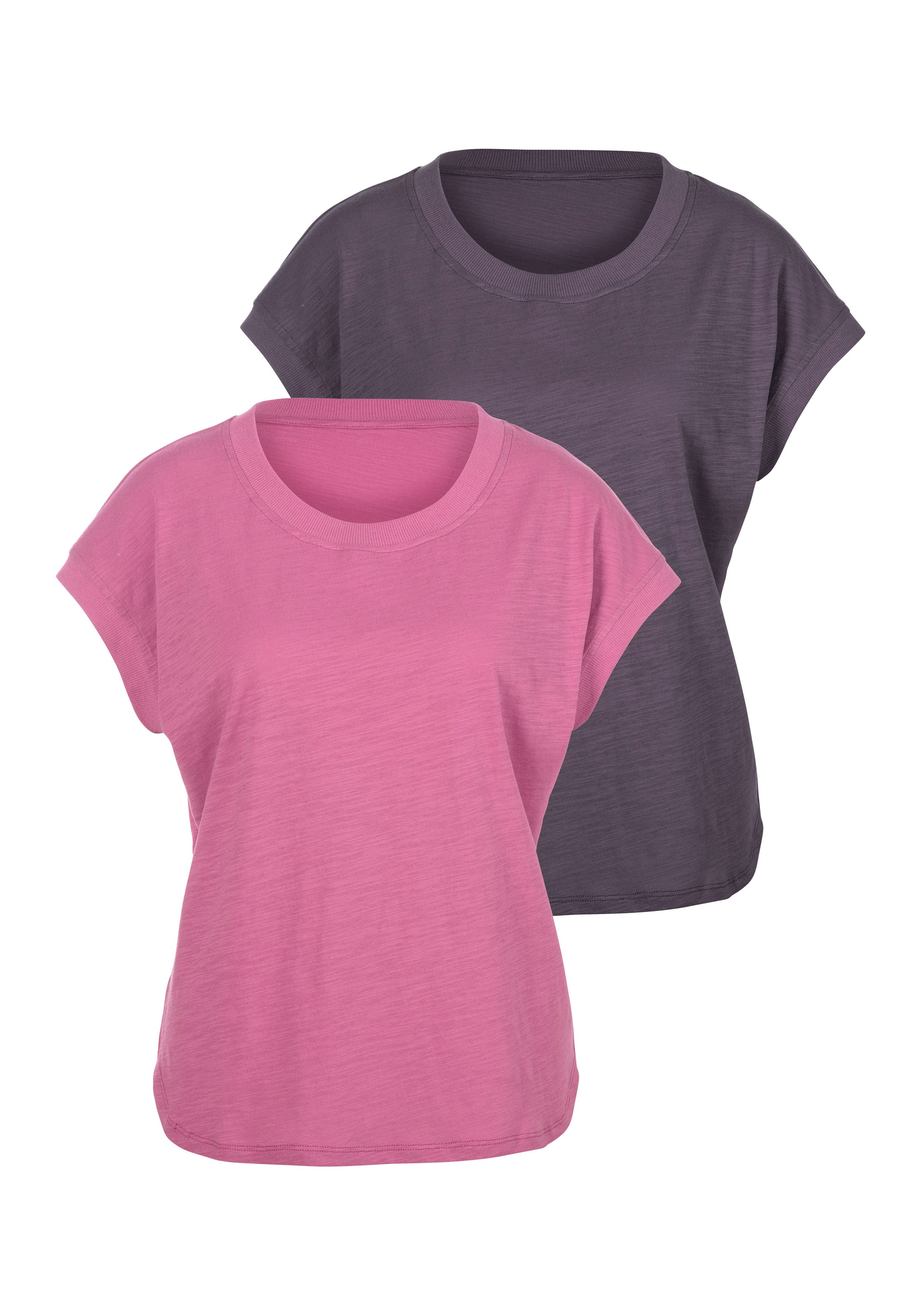 Vivance T-Shirt, (Packung, 2er-Pack), mit breiten Rippbündchen kaufen