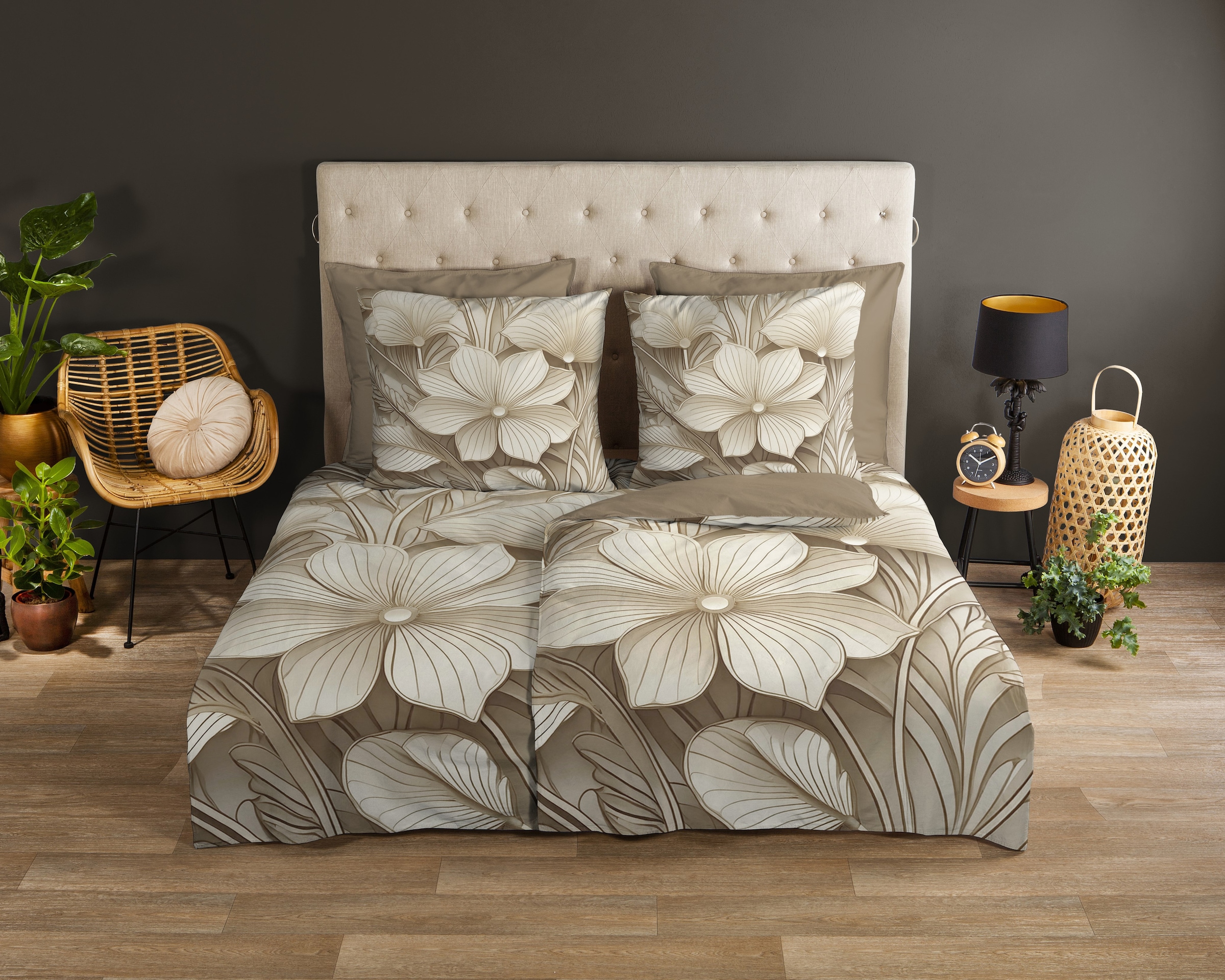 good morning Wendebettwäsche »Artdeco«, 100% Baumwolle, Renforcé, Reissverschluss, Wendeoptik, Blumen