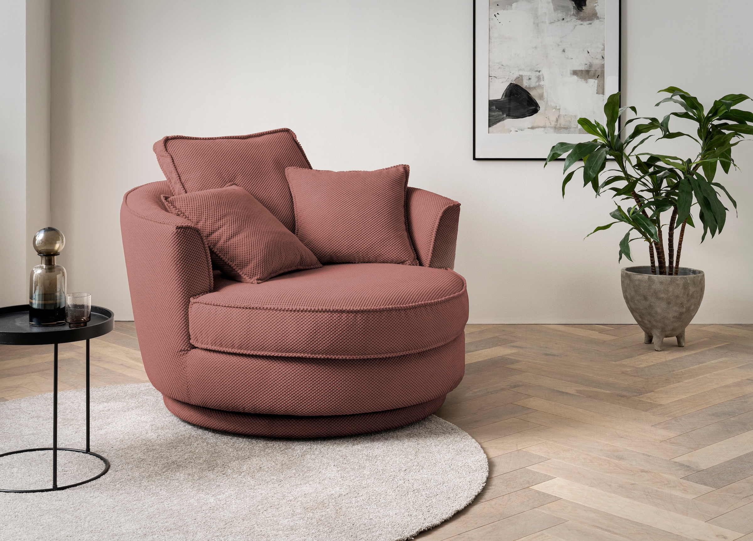 Leonique Drehsessel »MAISIE, Love Seat XXL, Lese-Sessel BIG-«, Sessel in MEGA CORD u. Web-Velours, 360 Grad drehbar