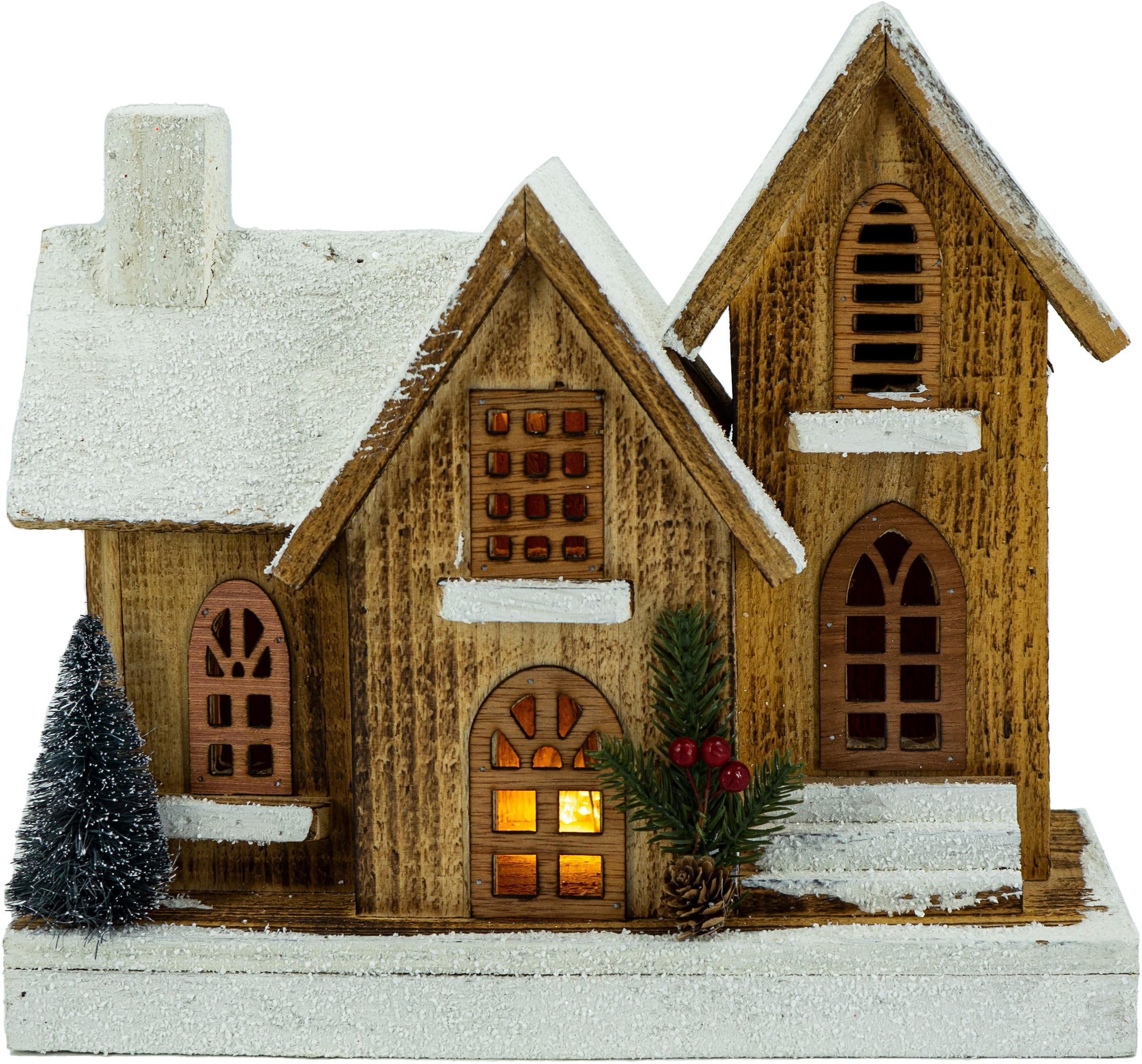 Weihnachtshaus »Weihnachtsdeko«, Kirche aus Naturholz gefertigt, Höhe 29 cm