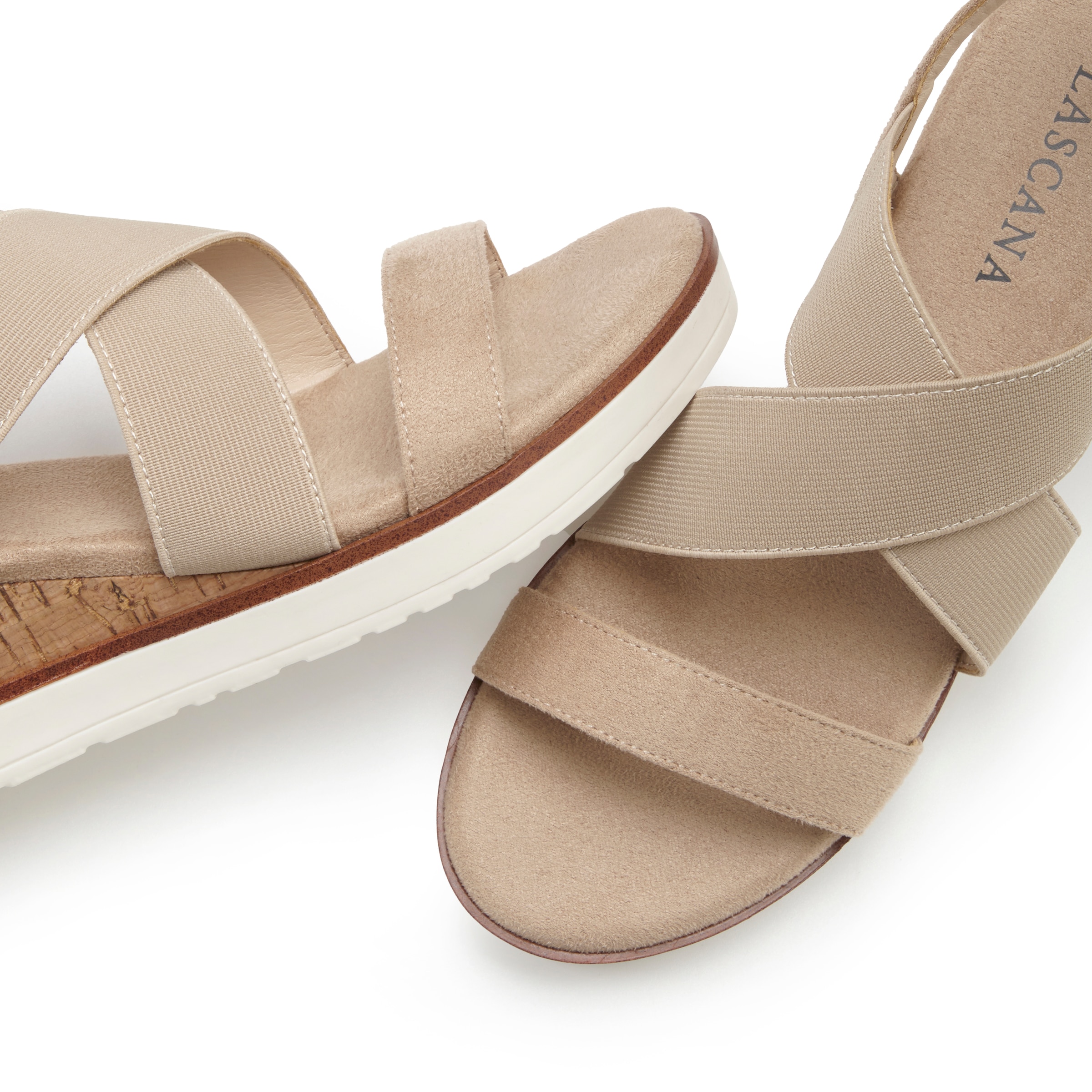 LASCANA Sandalette »Sommerschuh«, Sandale, Sommerschuh mit Keilabsatz und elastischen Riemen VEGAN