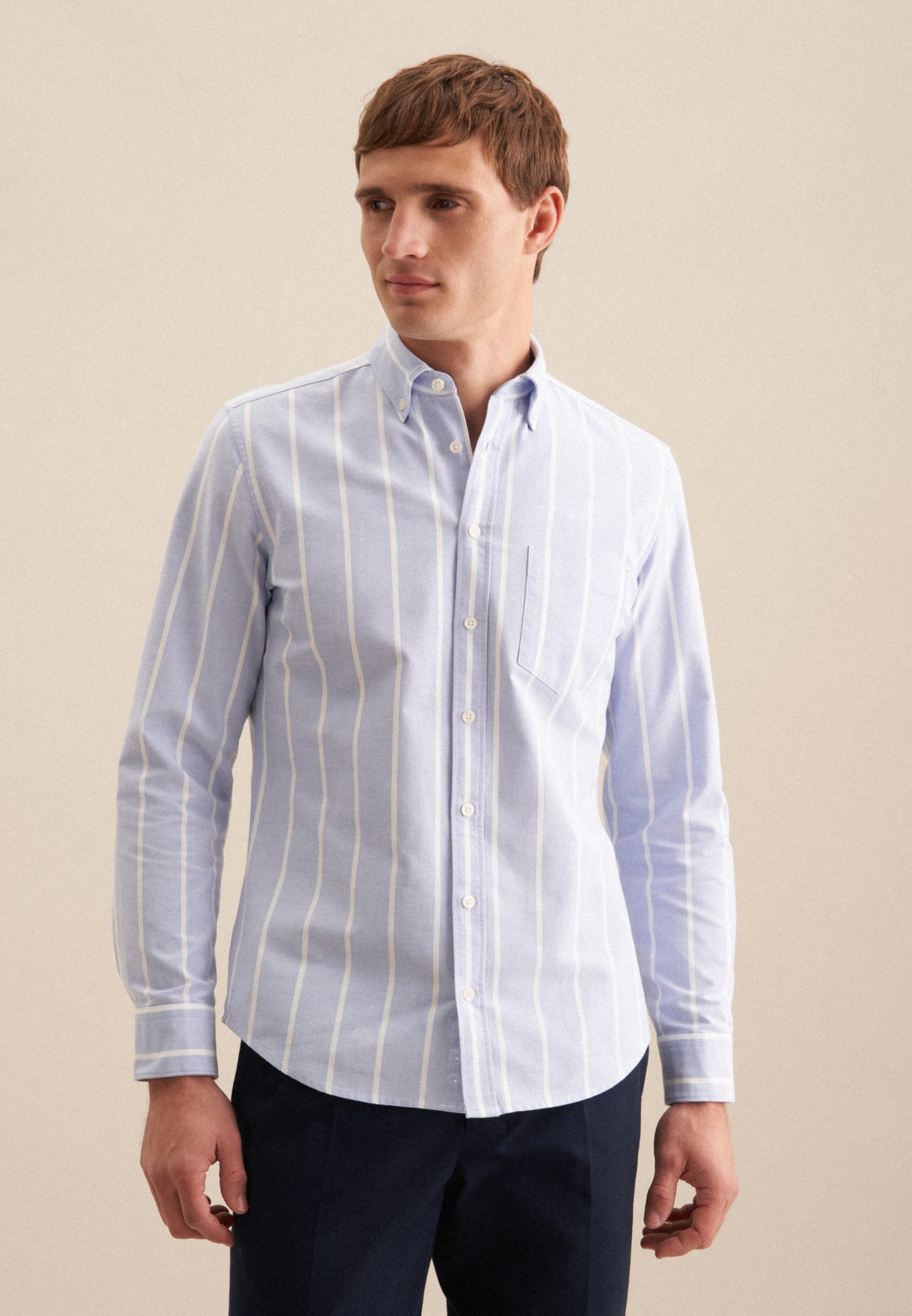 seidensticker Businesshemd »Schwarze Rose« Slim 1/1 Button-Down-Kragen Streifen