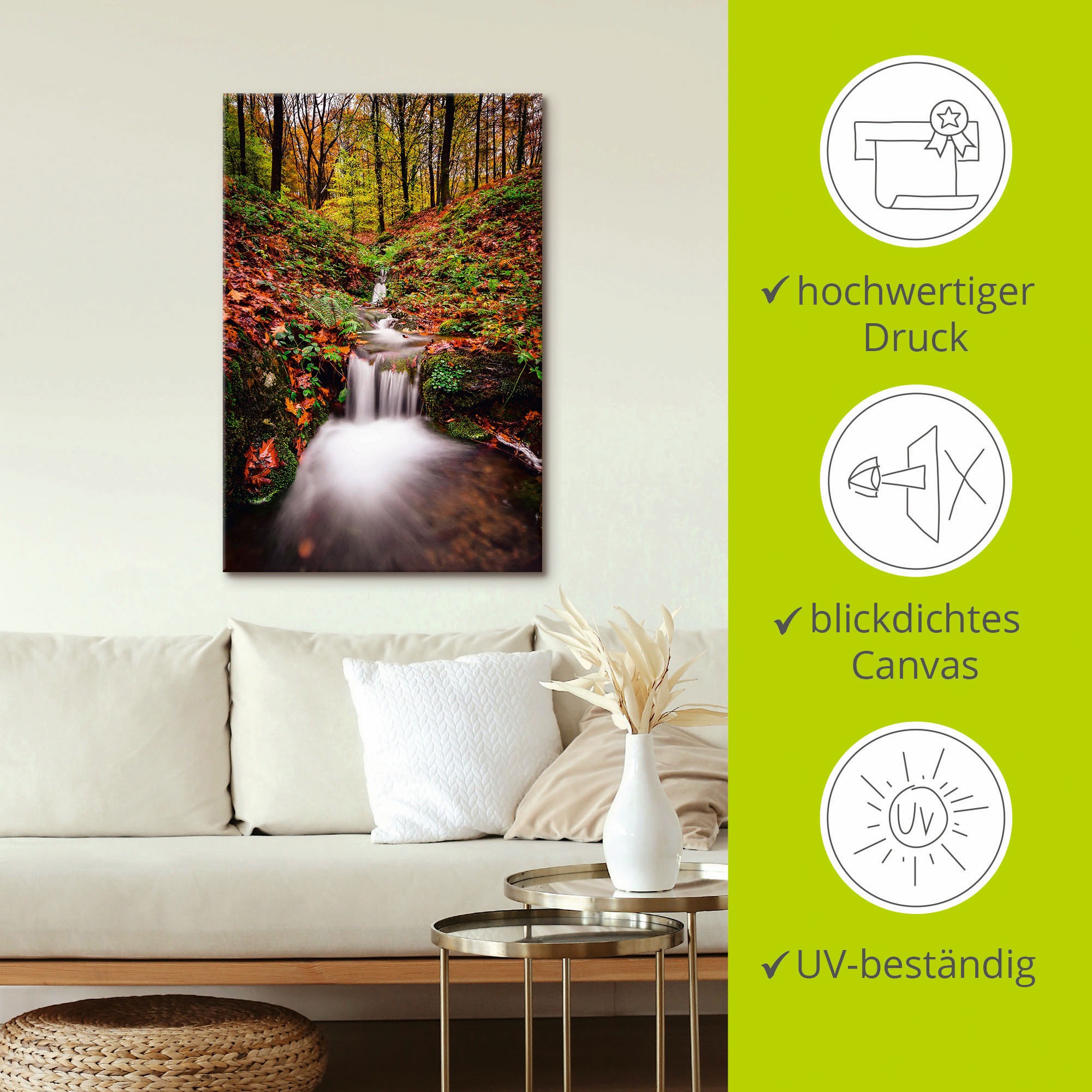 Artland Wandbild »Wildwasser Bach - Berge von Asturien«, Wasserfallbilder, (1 St.), als Alubild, Leinwandbild, Wandaufkleber oder Poster in versch. Grössen