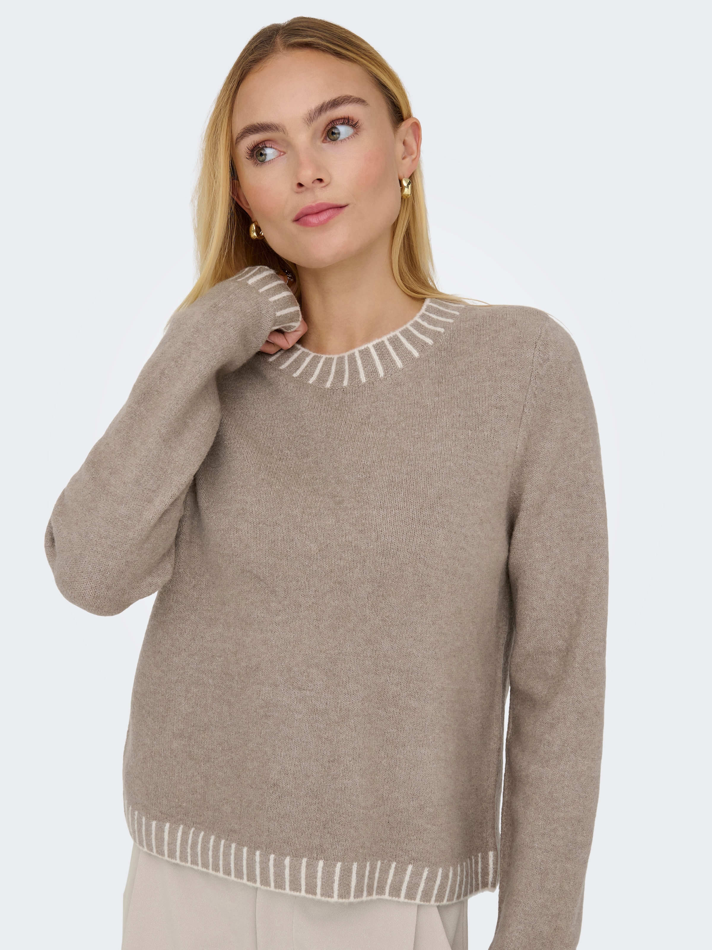 ONLY Strickpullover »ONLFINA LS STITCH O-NECK CC KNT«